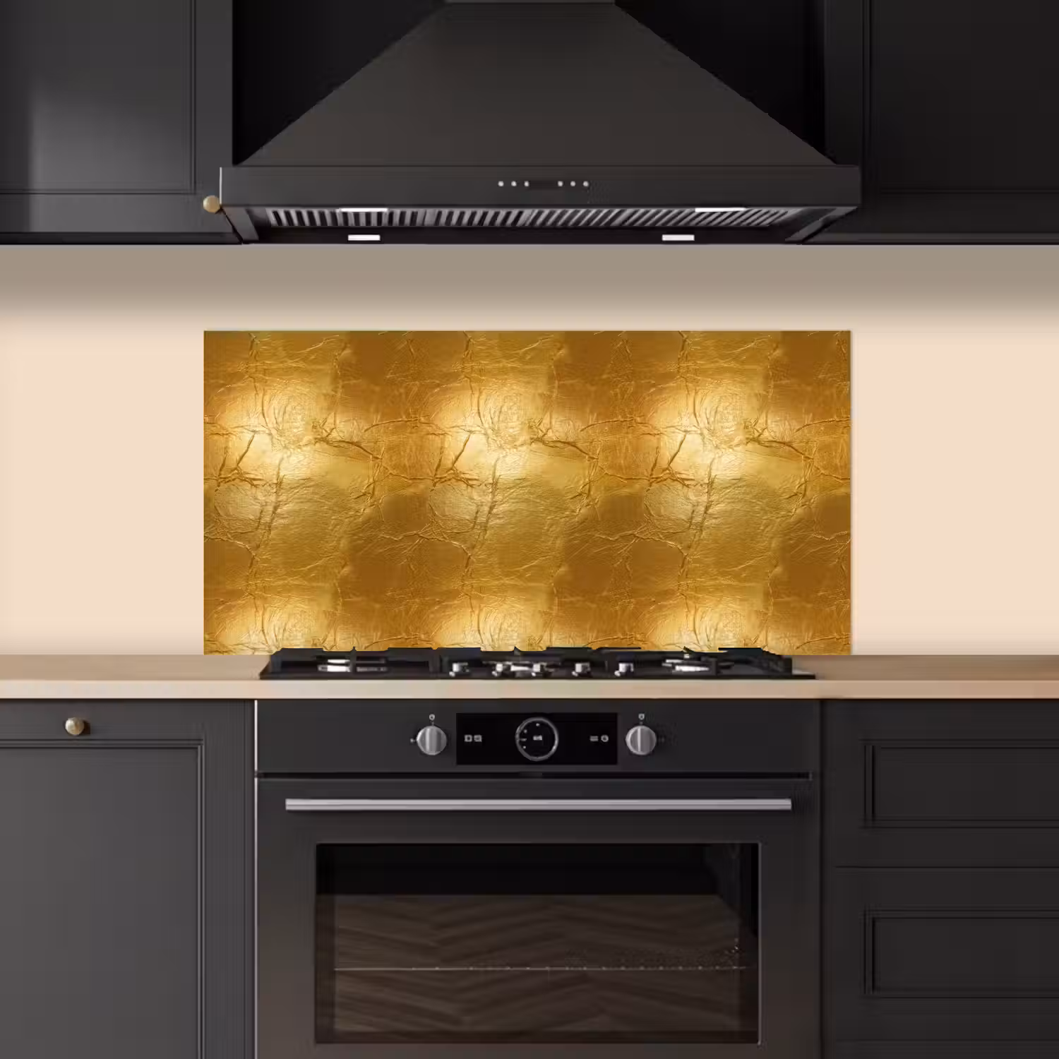 Bladgoud - Vintage - Textuur - Warm Goud keuken achterwand spatscherm middel 899 -sfeer1