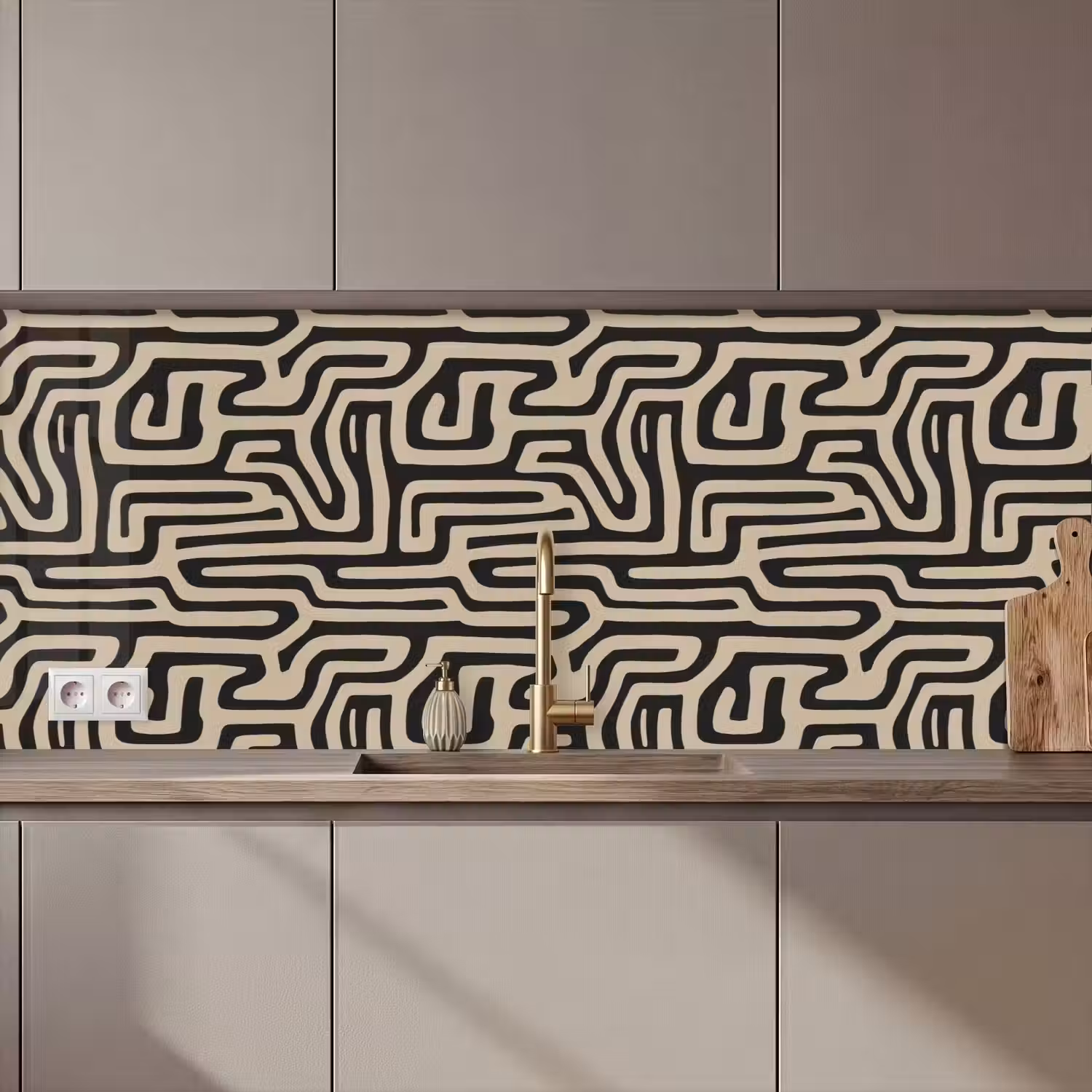 Grafisch - Lijnen - Zwart keuken achterwand 2 middel 871 zz_3dshopping