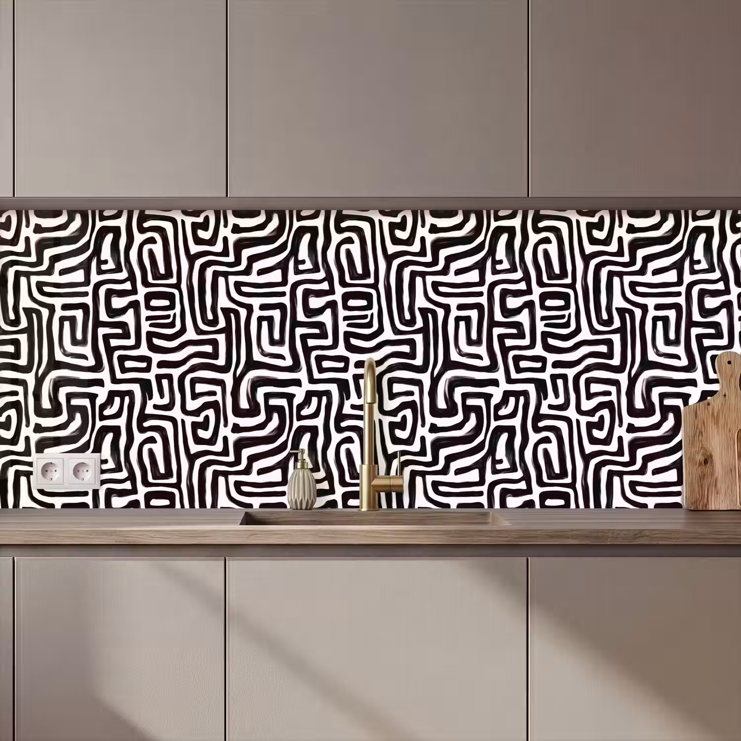 Grafisch - Lijnen - Zwart - Wit keuken achterwand 2 middel 871 zz_3dshopping
