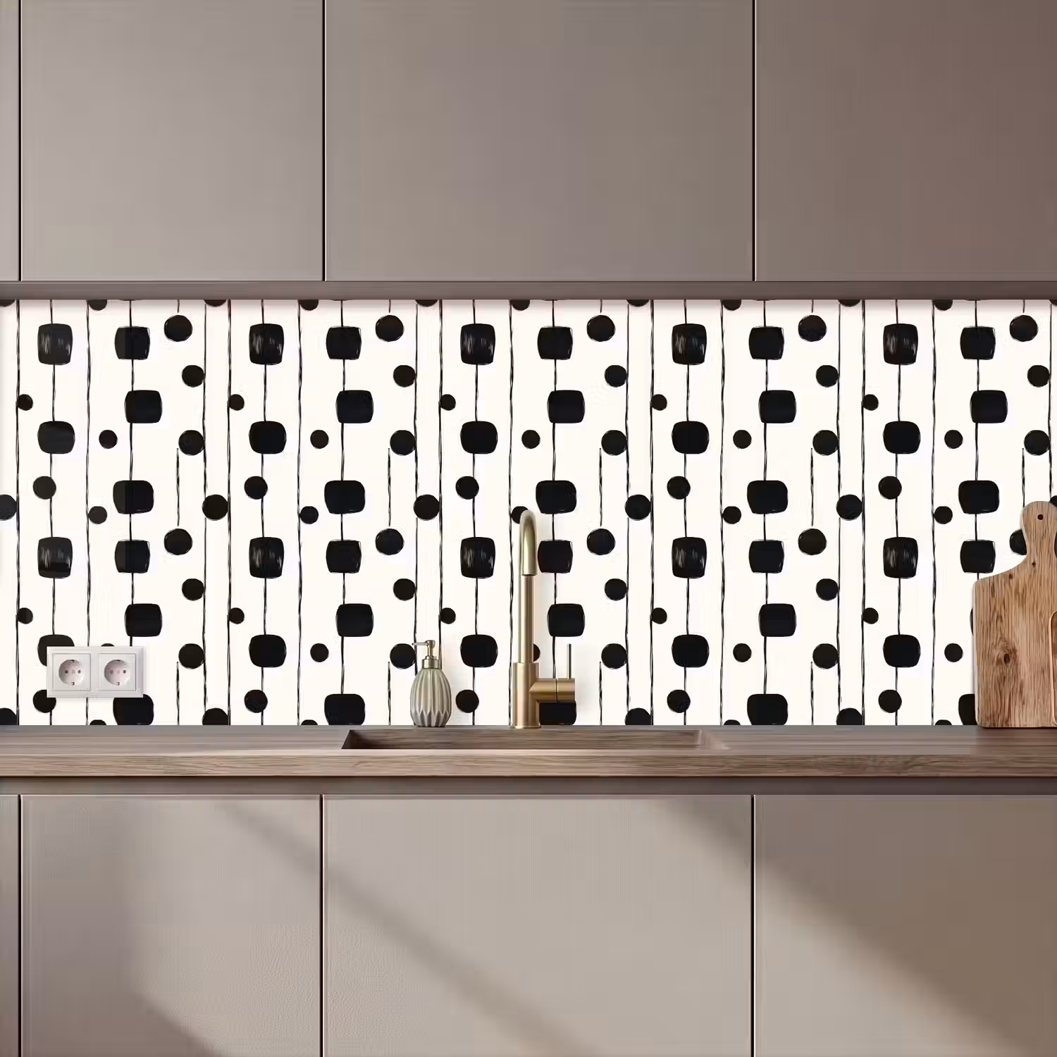 Grafisch - Modern - Zwart keuken achterwand 2 middel 871 zz_3dshopping