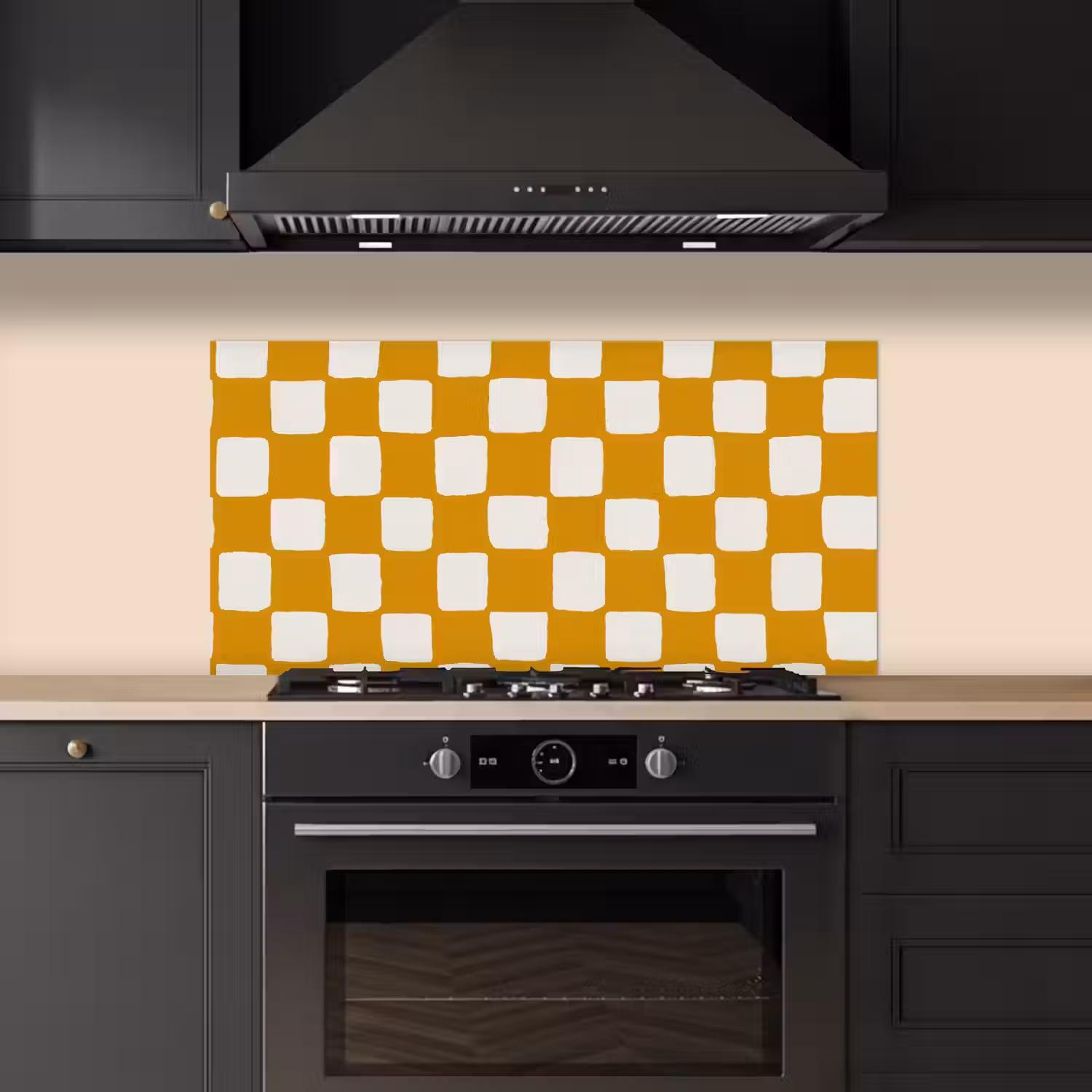 Grafisch - Patroon - Oker keuken achterwand spatscherm middel 899 -sfeer1