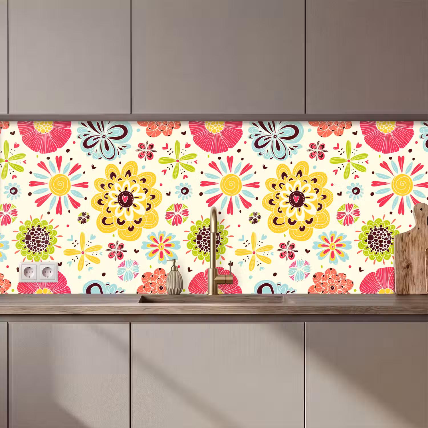 Hart - Bloemen - Patronen keuken achterwand 2 middel 871 zz_3dshopping