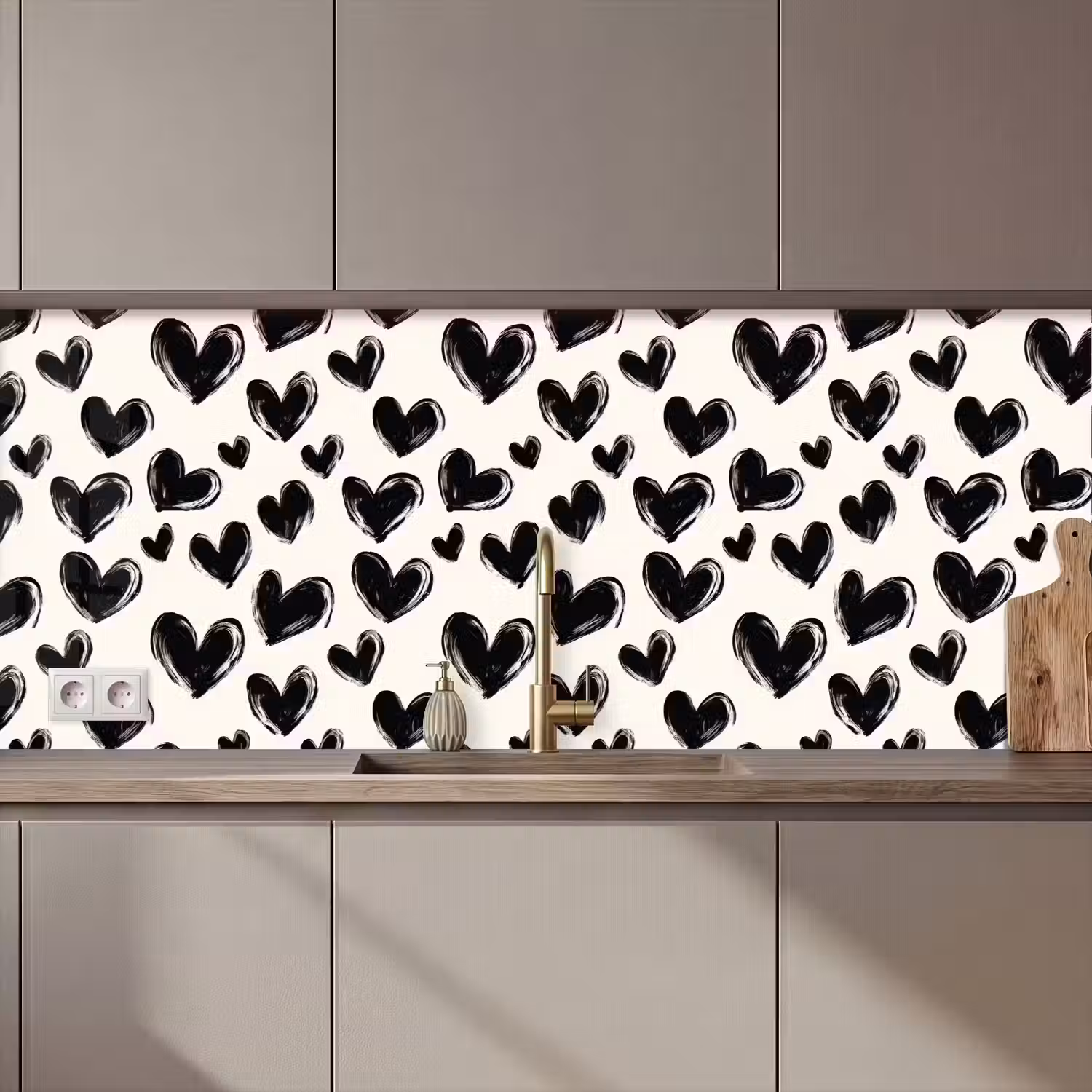 Hartjes - Patroon - Zwart keuken achterwand 2 middel 871 zz_3dshopping