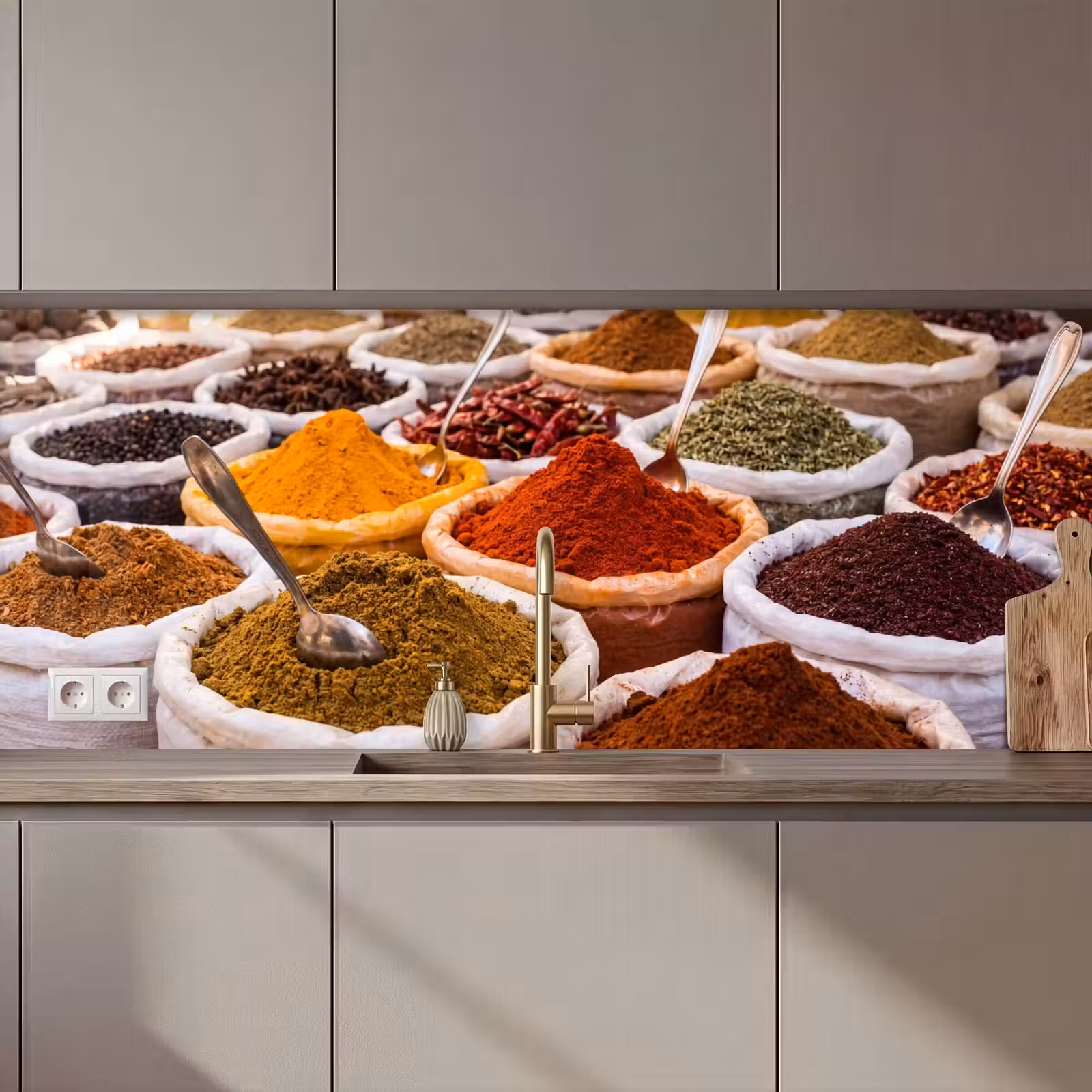 Kitchen Wall Splashback - Herbs - Market - Food - Kruiden - Markt - Eten keuken achterwand 2 middel zz_3dshopping