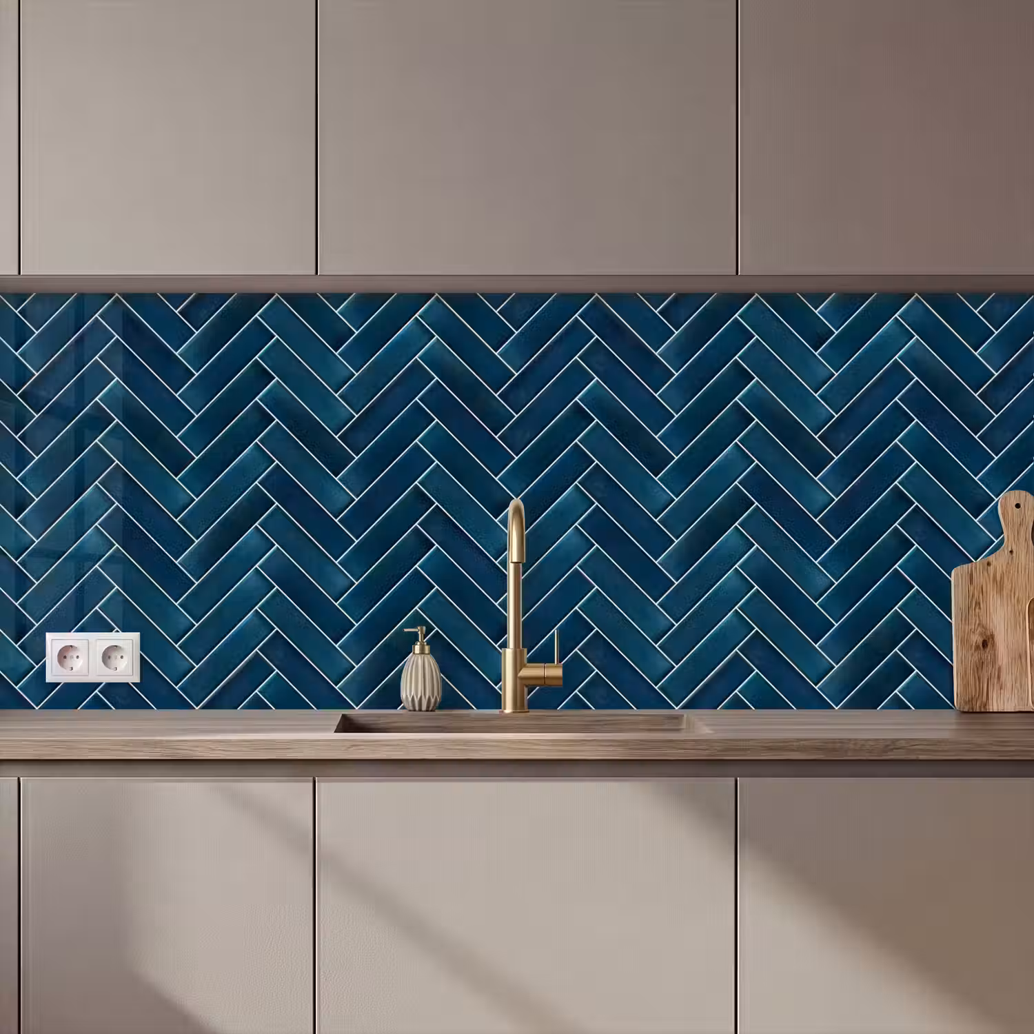 Visgraatmotief - Tegels - Diepblauw keuken achterwand 2 middel 871 zz_3dshopping