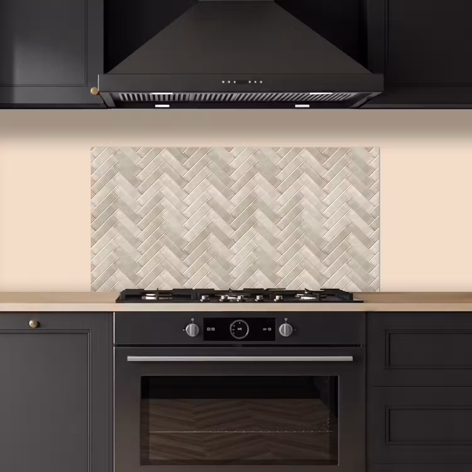 Visgraat - Wandtegel - Beige keuken achterwand spatscherm middel 899 -sfeer1