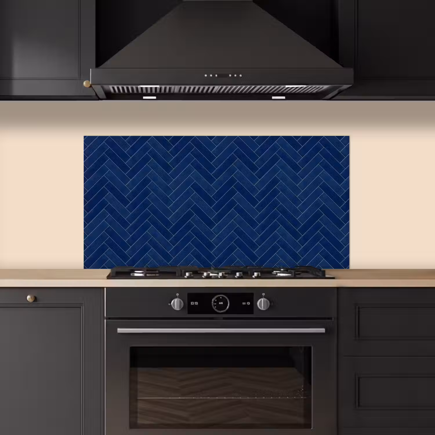 Visgraat - Wandtegel - Donkerblauw - Navy Blue keuken achterwand spatscherm middel 899 -sfeer1