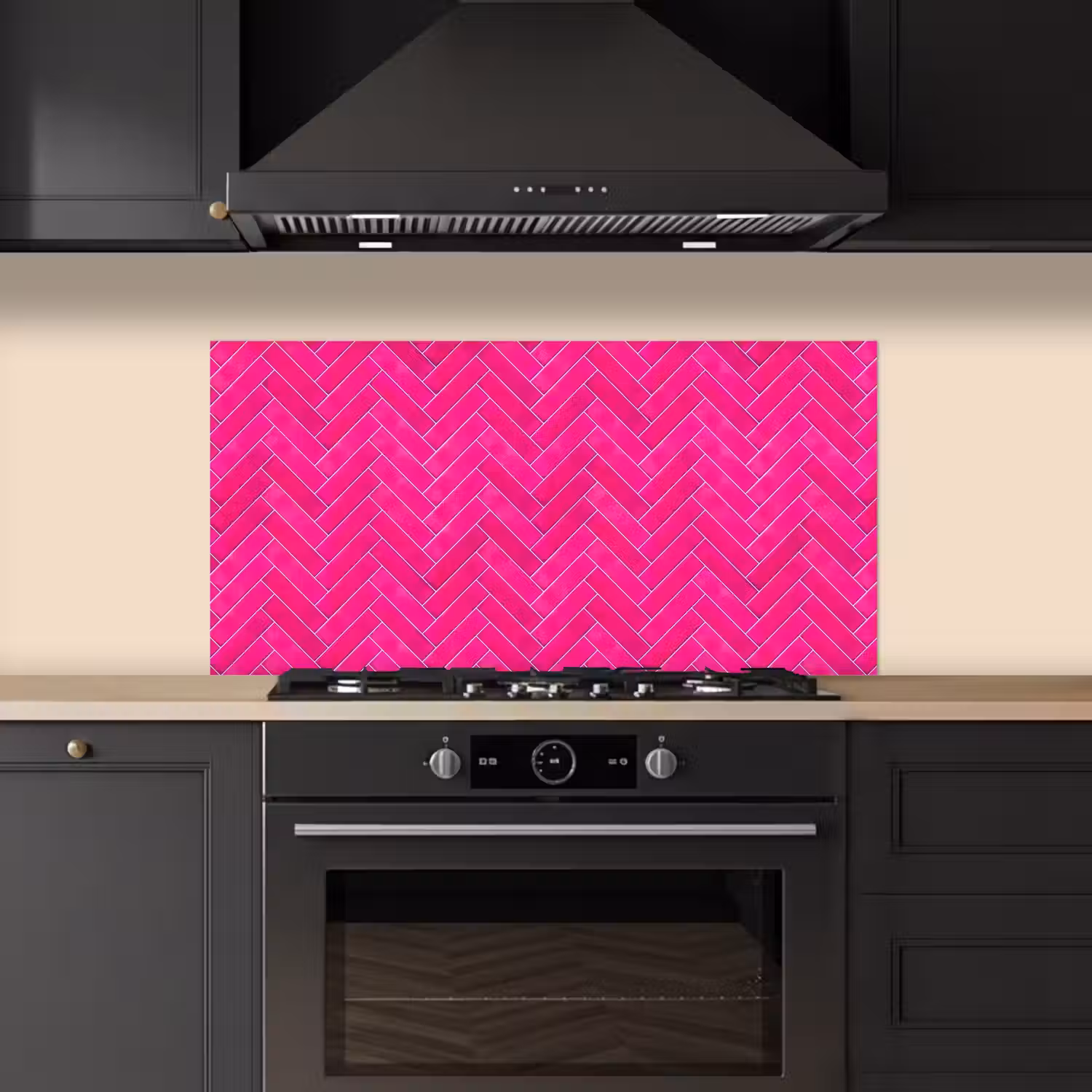 Visgraat - Wandtegel - Fuchsia - Roze keuken achterwand spatscherm middel 899 -sfeer1