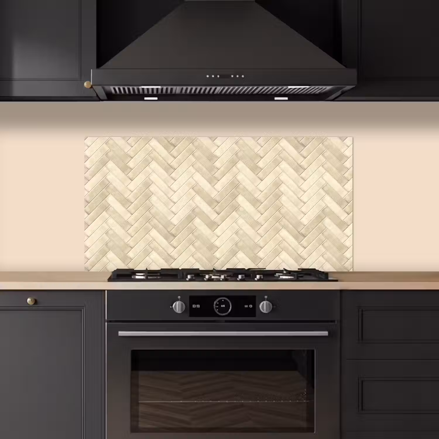 Visgraat - Wandtegel - Licht Beige keuken achterwand spatscherm middel 899 -sfeer1