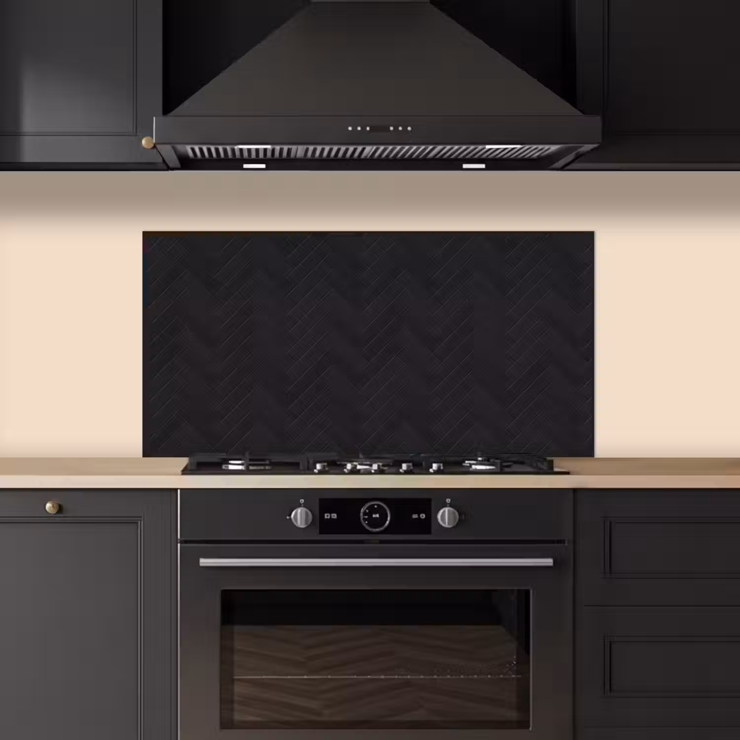 Visgraat - Wandtegel - Mat - Zwart keuken achterwand spatscherm middel 899 -sfeer1