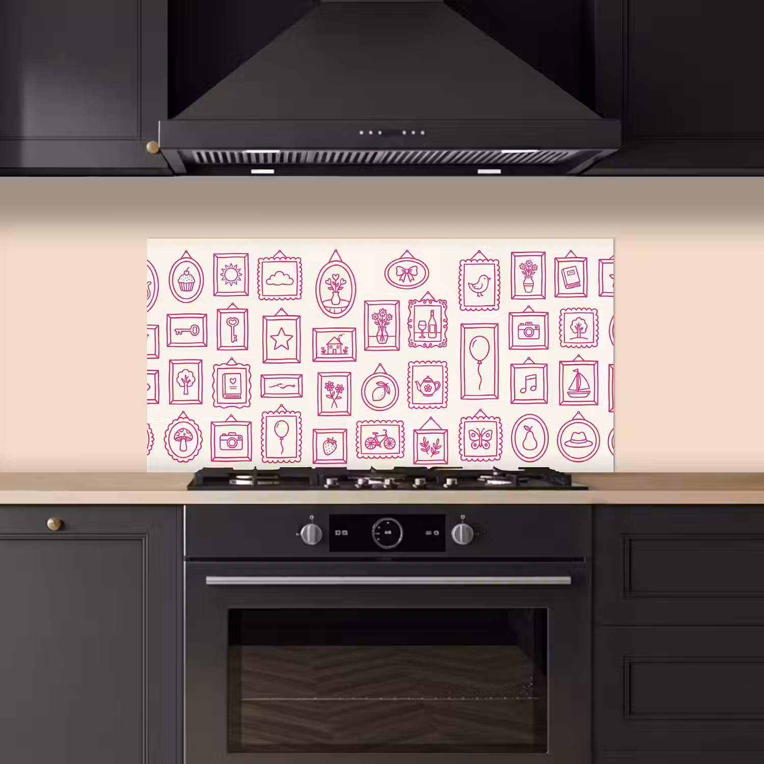 Illustratie - Collectie - Kunst - Minimalistisch - Roze keuken achterwand spatscherm middel -sfeer1