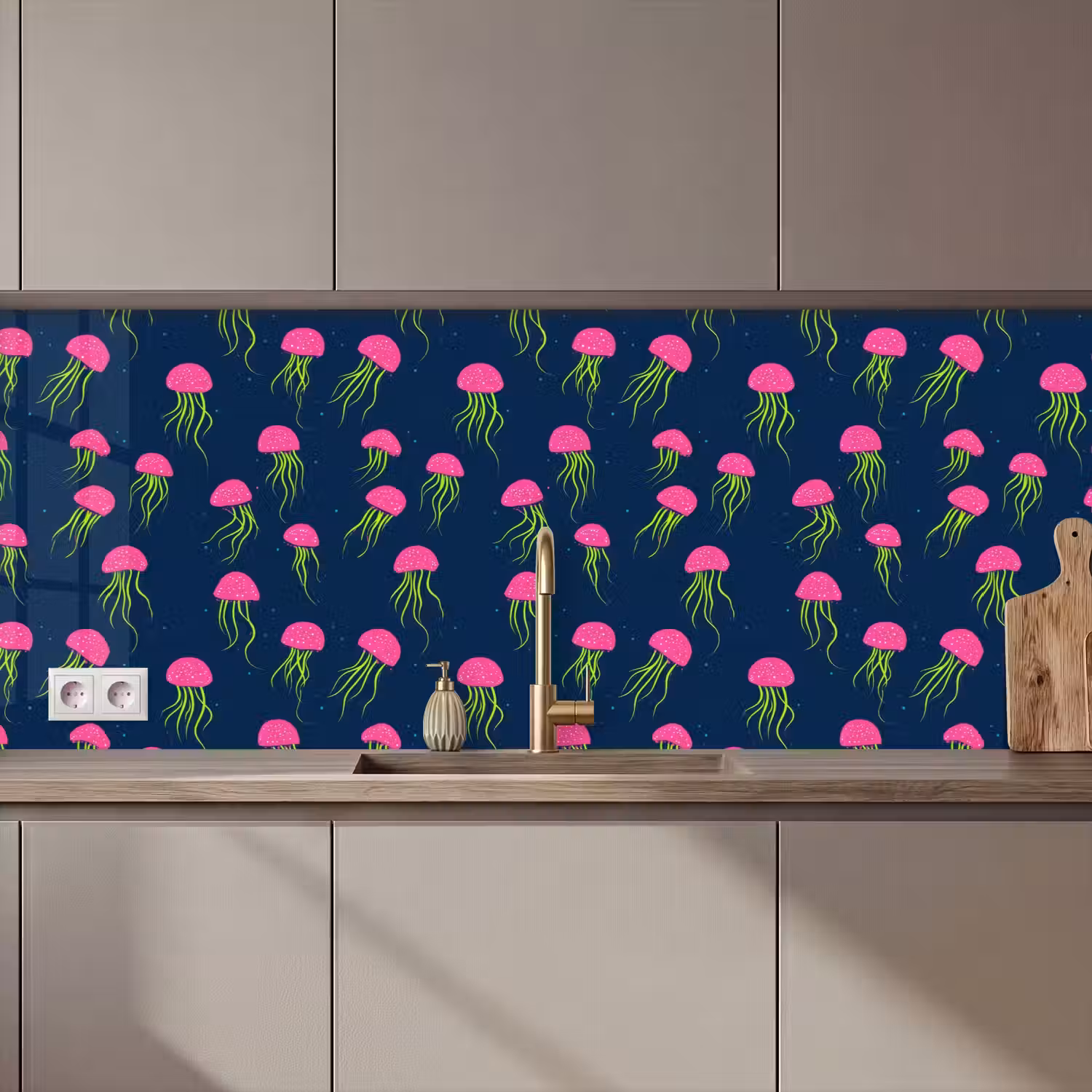 Kwallen - Diepzee - Neon keuken achterwand 2 middel 871 zz_3dshopping