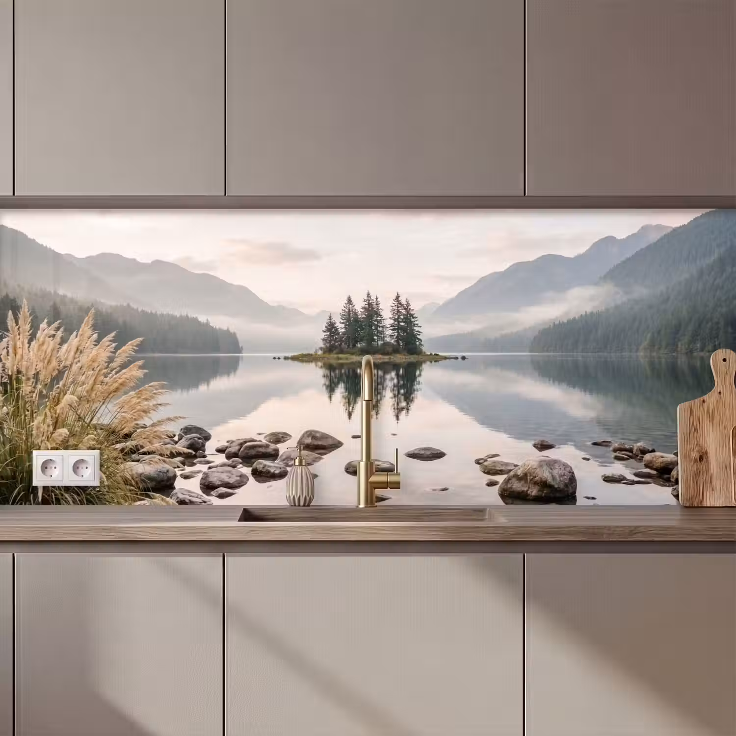 Meer - Bergen - Landschap - Groen keuken achterwand 2 middel zz_3dshopping