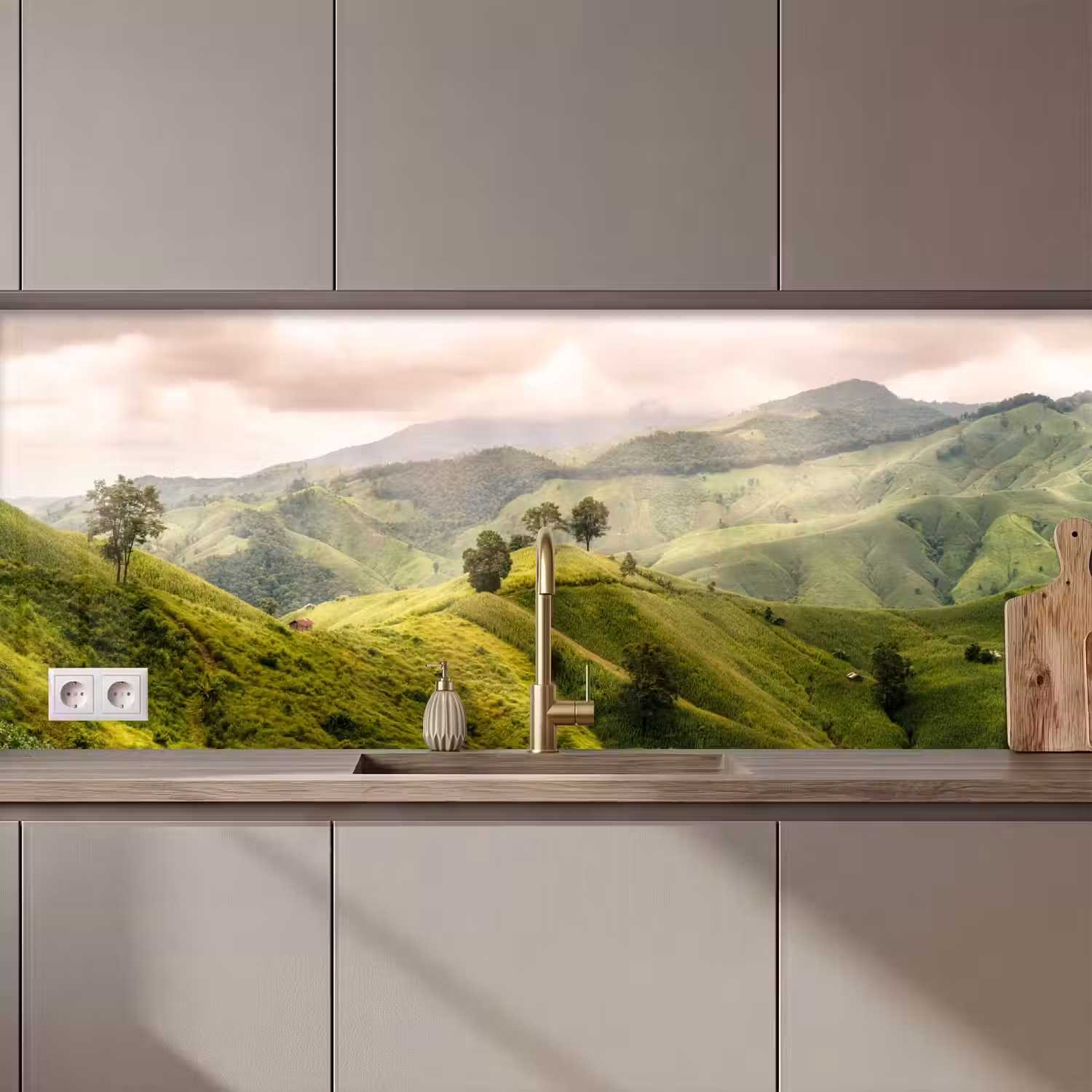 Landschap - Heuvels - Groen keuken achterwand 2 middel zz_3dshopping