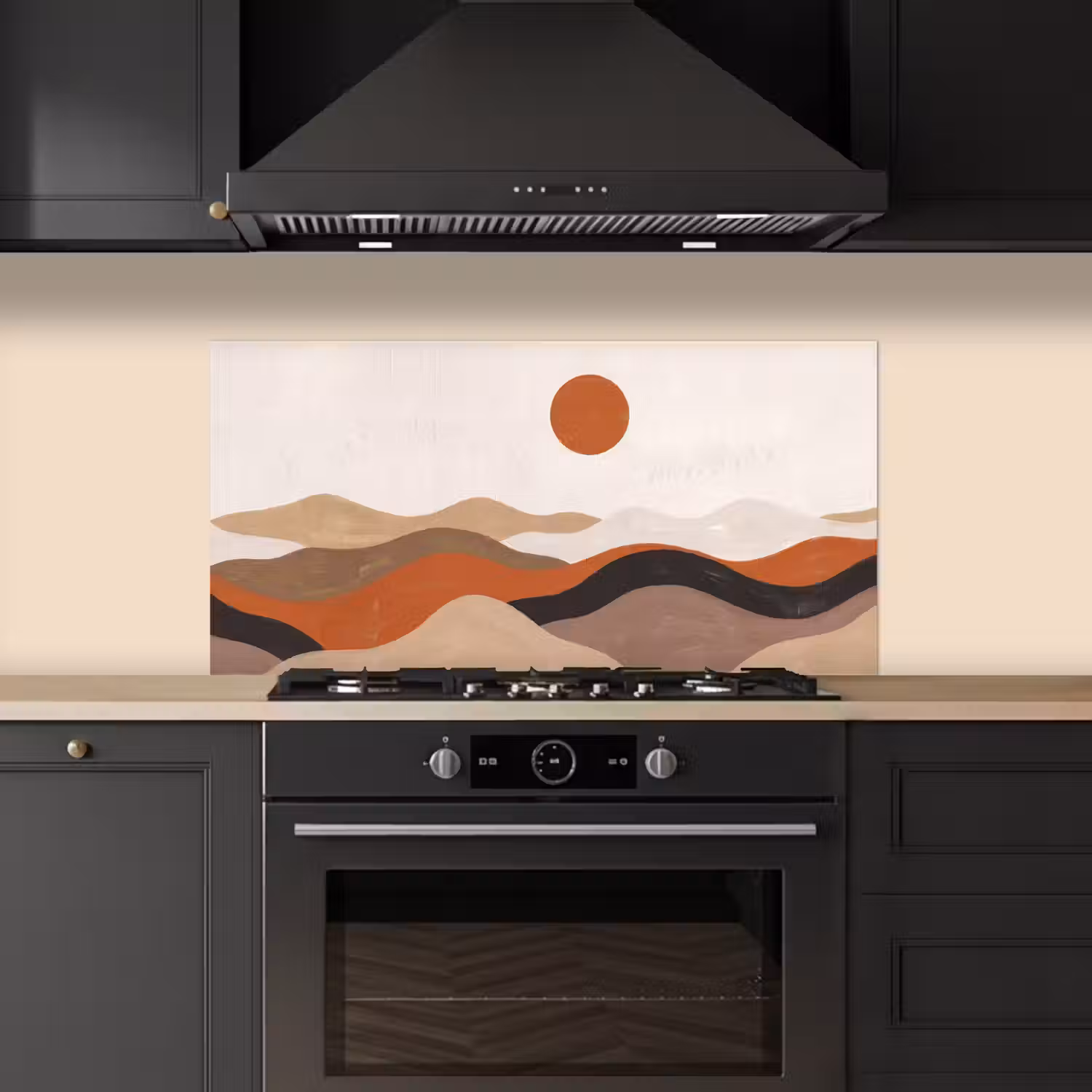 Landschap - Heuvels - Zon - Abstract - Oranje keuken achterwand spatscherm middel -sfeer1