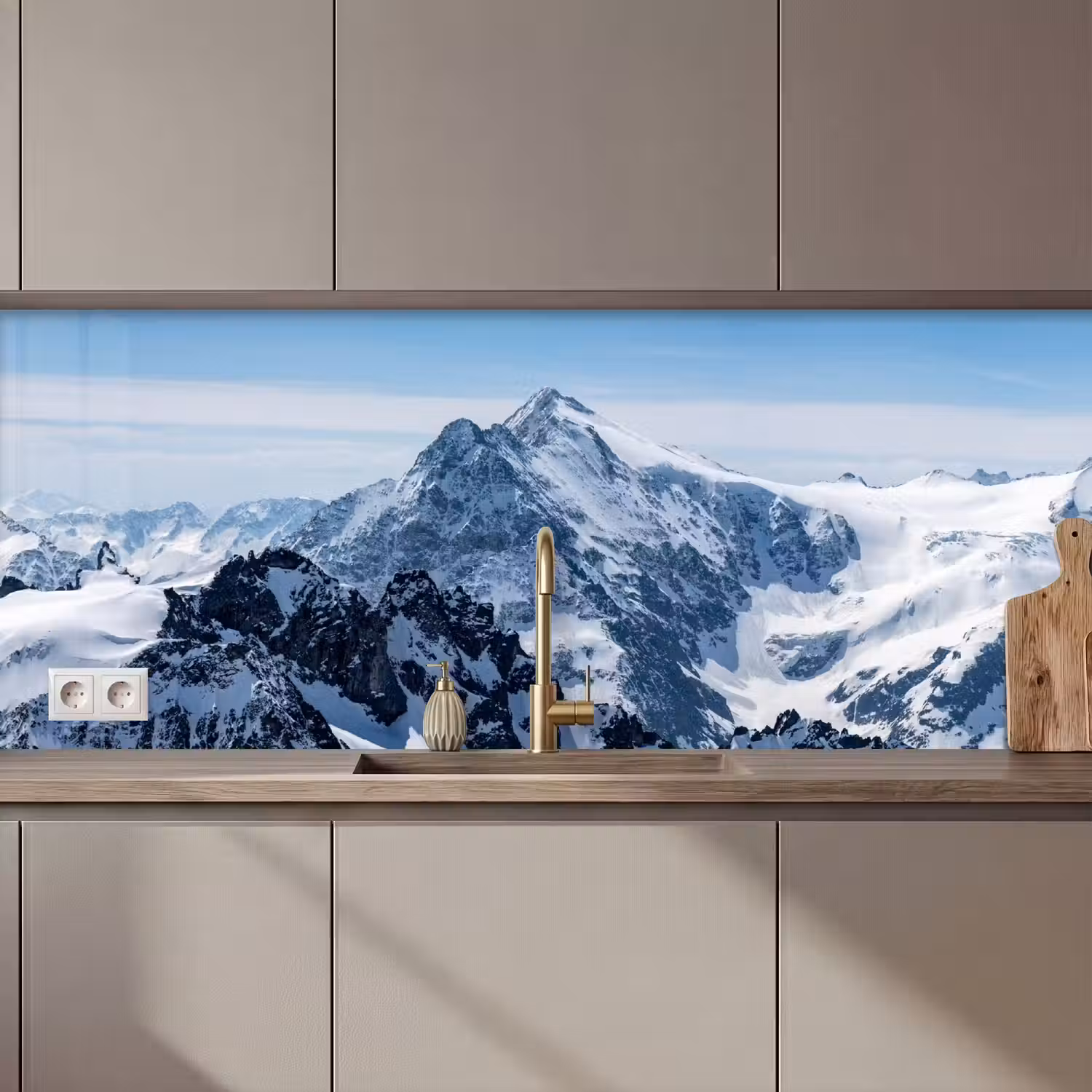 Landschap - Bergen - Sneeuw - Wit keuken achterwand 2 middel zz_3dshopping