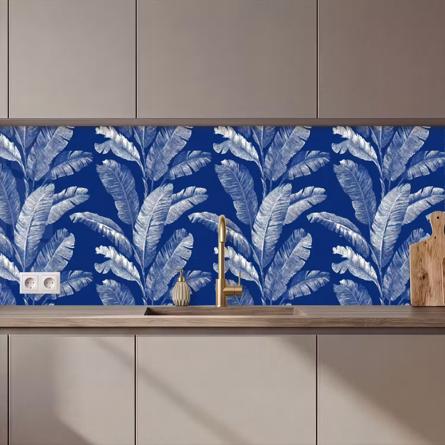 Blad - Palm - Blauw keuken achterwand 2 middel 871 zz_3dshopping