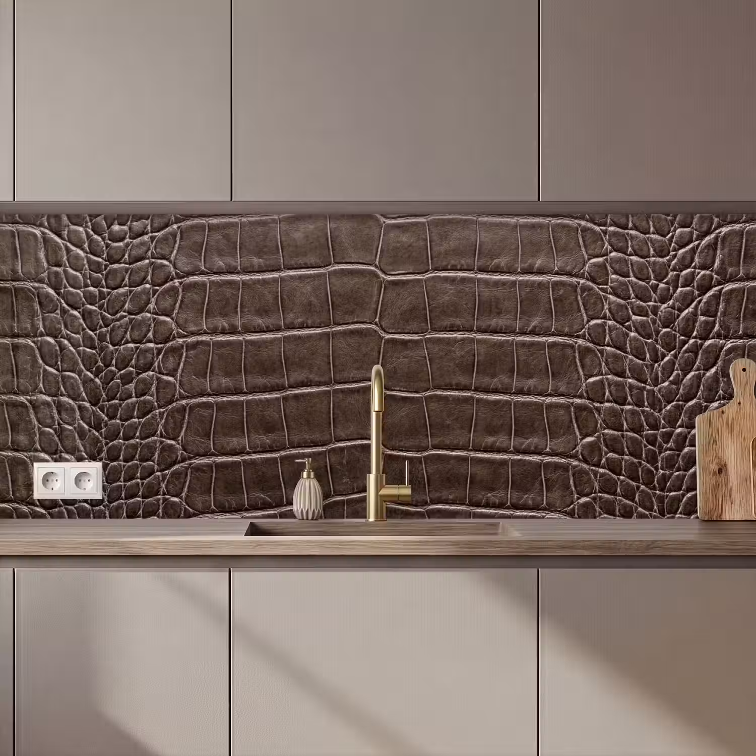 Leer - Krokodil - Mat keuken achterwand 2 middel zz_3dshopping