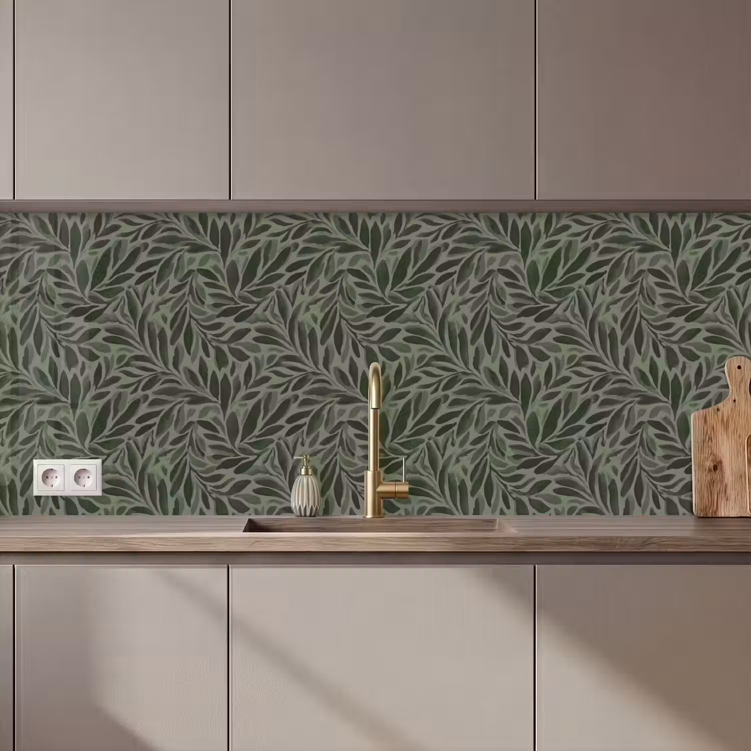 Bladeren - Organisch - Groen keuken achterwand 2 middel 871 zz_3dshopping