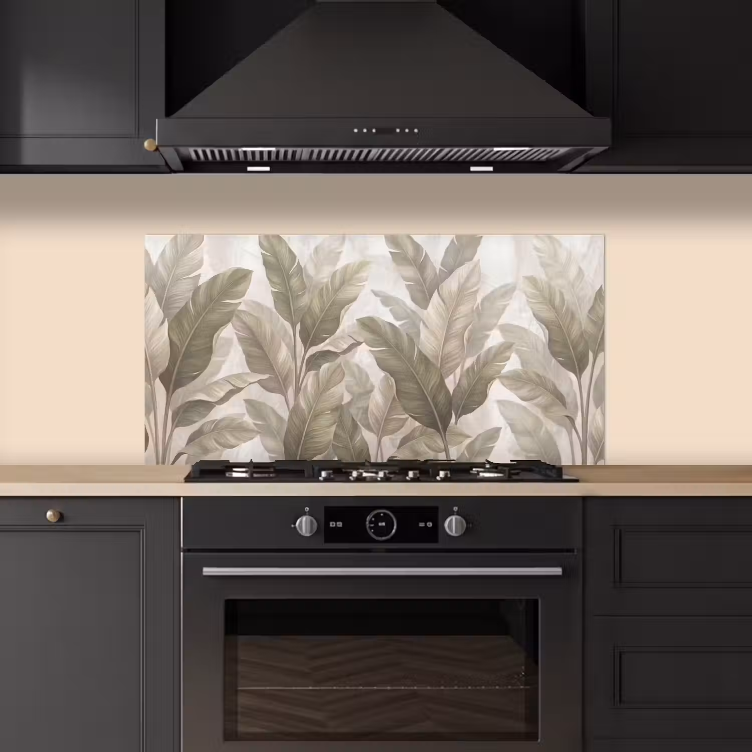 Bladeren - Tropisch - Natuur - Abstract - Beige keuken achterwand spatscherm middel -sfeer1