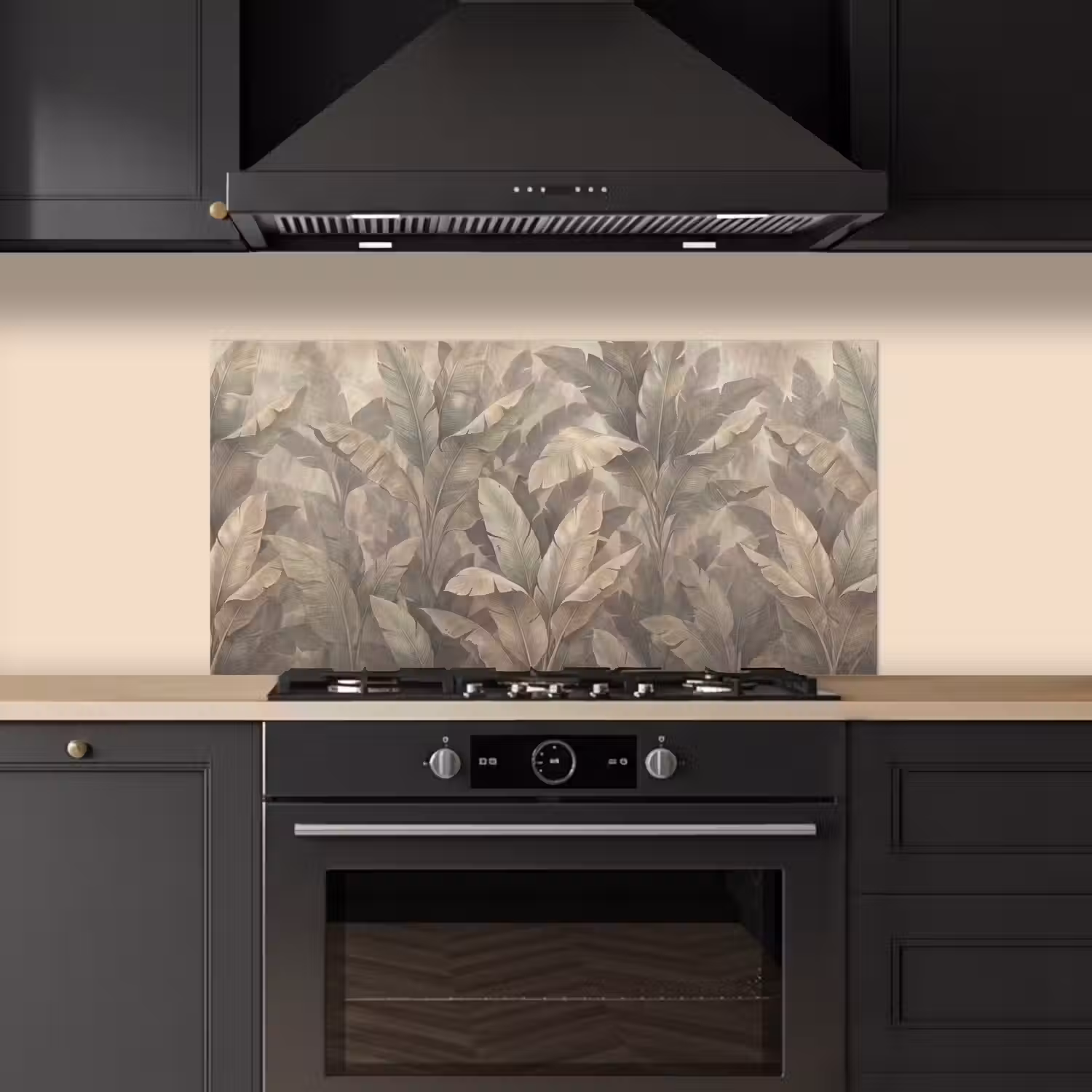 Bladeren - Tropisch - Natuur - Modern - Beige keuken achterwand spatscherm middel -sfeer1