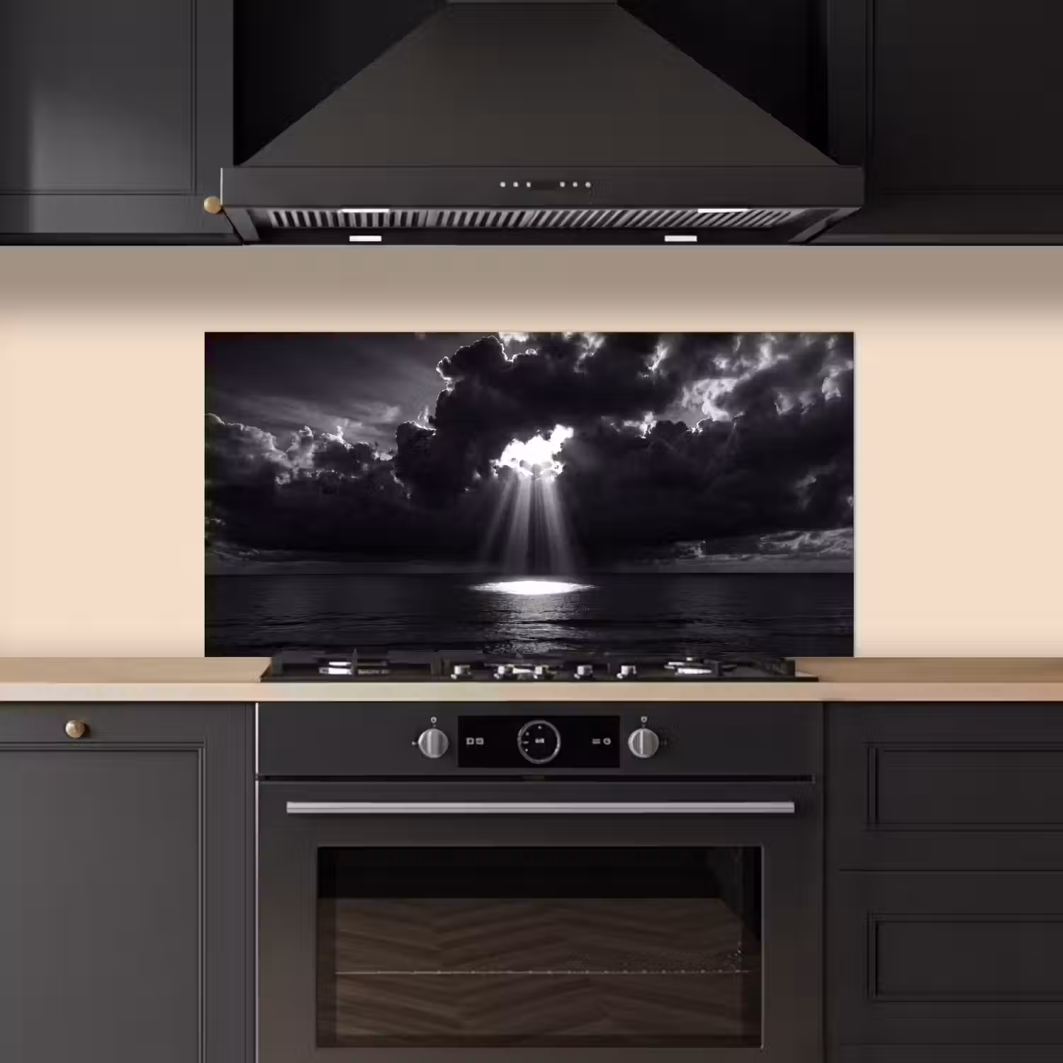 Licht - Wolken - Zee - Zwart-wit - Natuur keuken achterwand spatscherm middel -sfeer1