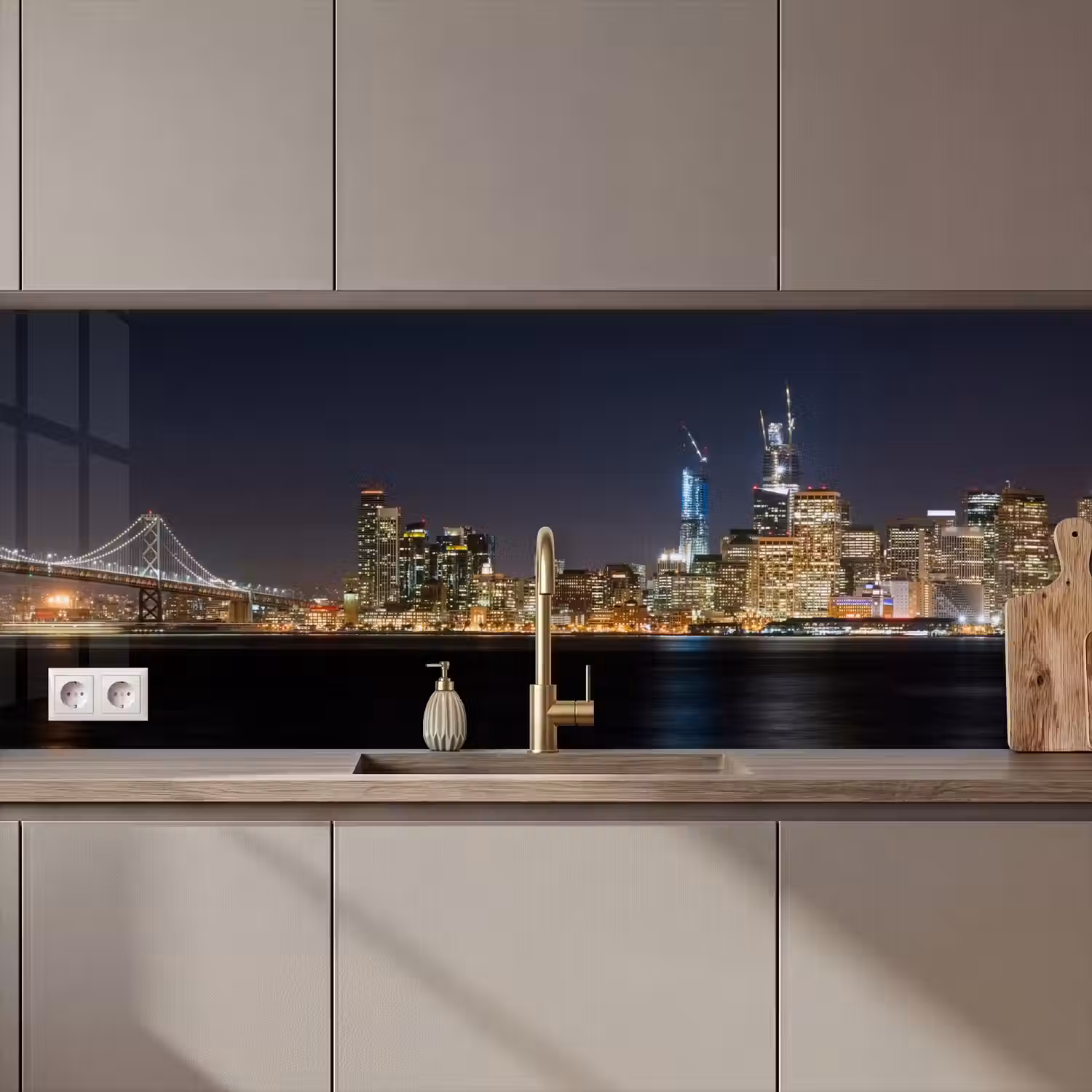 Verlichting - Hemel - Wolkenkrabbers - Skyline keuken achterwand 2 middel zz_3dshopping