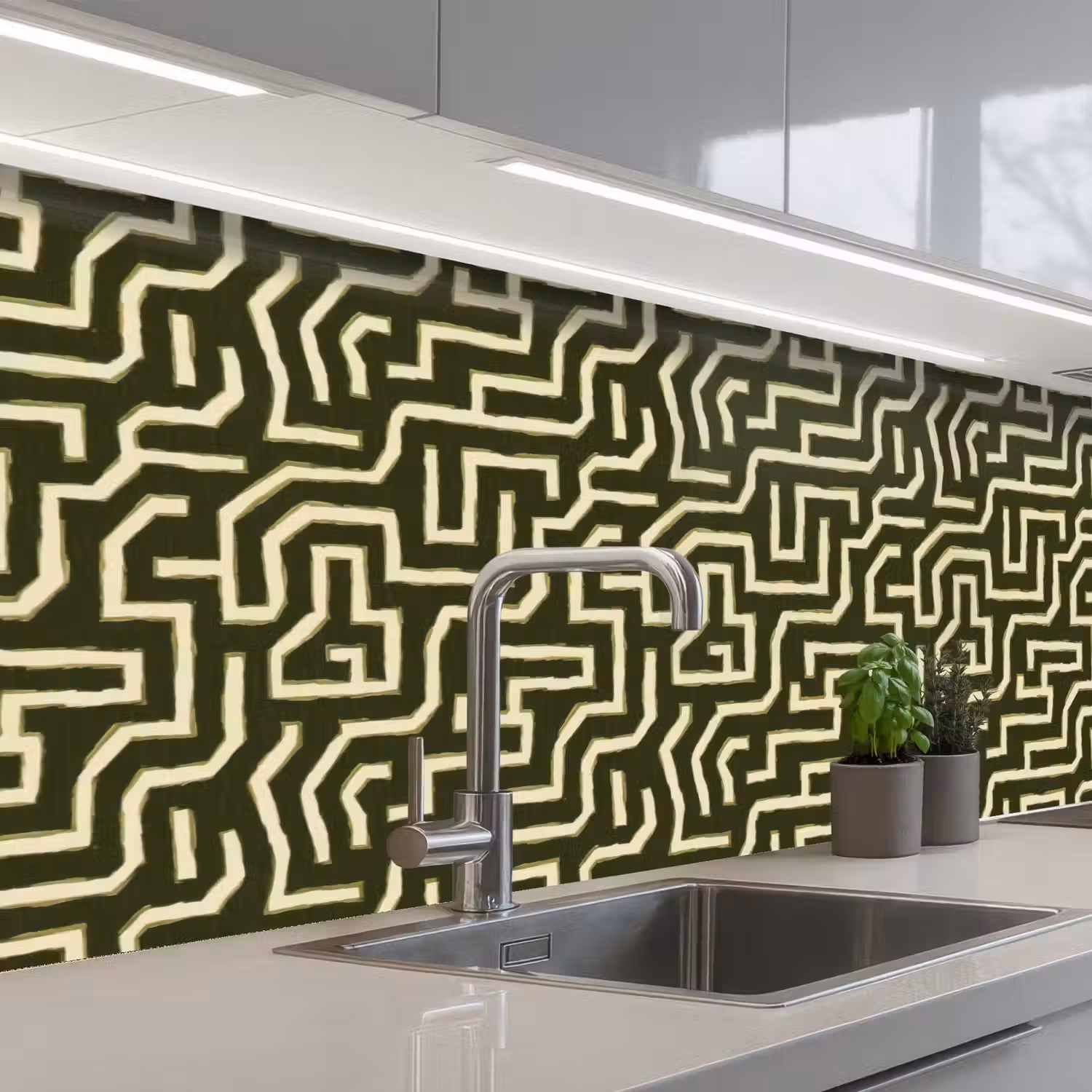Lijnen - Abstract - Groen keuken achterwand 2 groot 857 -3d_schuin