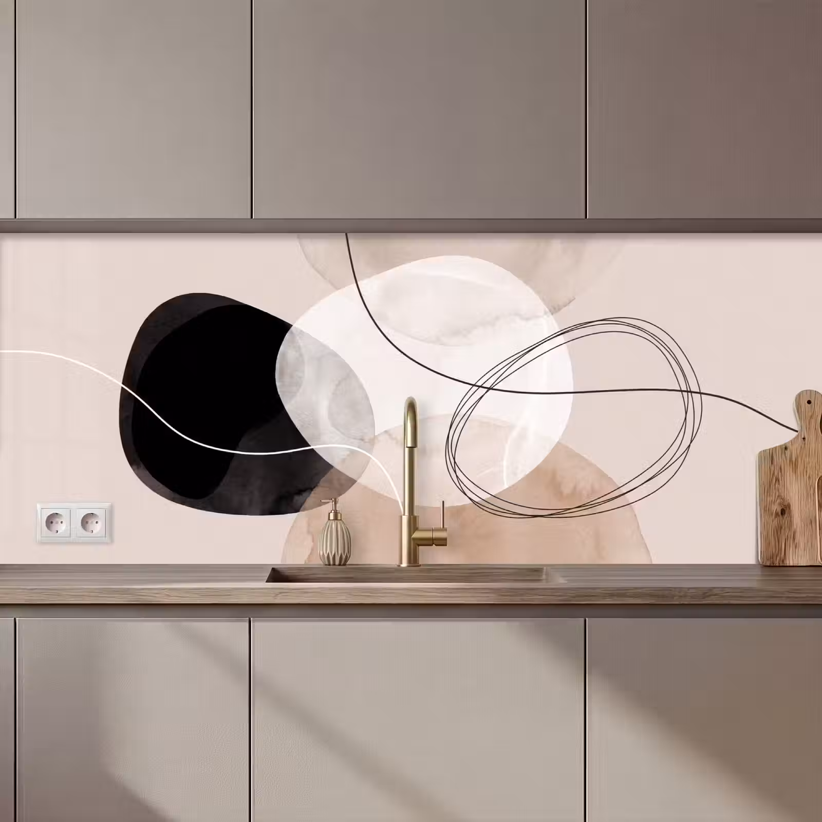 Kitchen Wall Splashback - Lines - Wavy - Art - Lijnen - Golvend - Kunst keuken achterwand 2 middel zz_3dshopping
