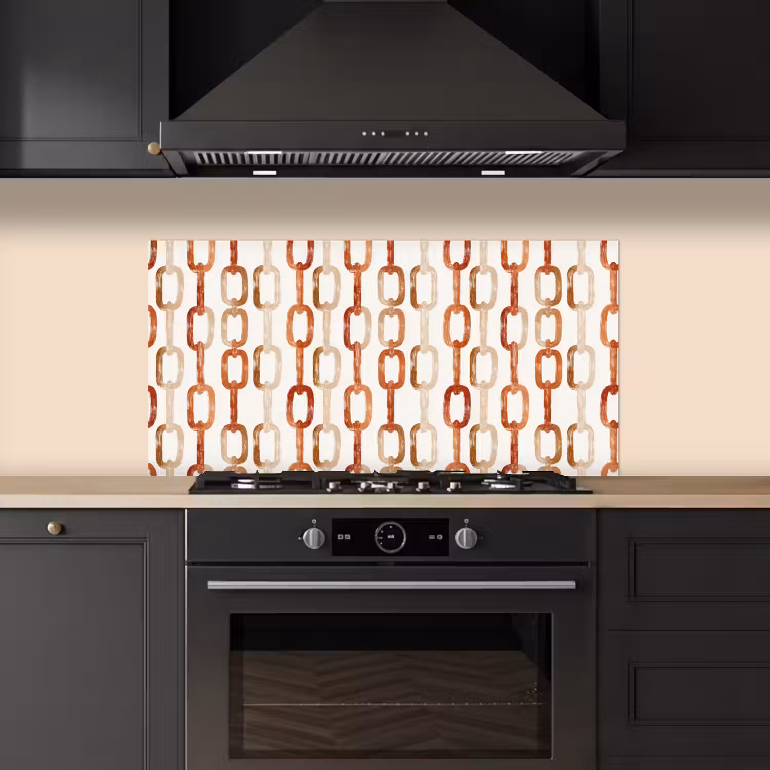 Schakels - Patroon - Aquarel - Terracotta keuken achterwand spatscherm middel 899 -sfeer1