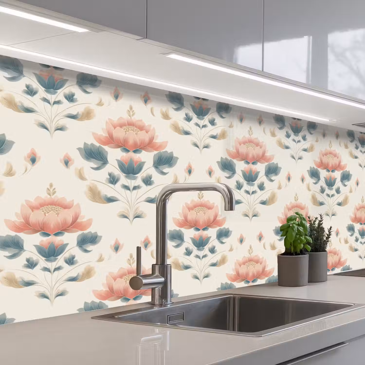 Lotus - Bloemen - Roze keuken achterwand 2 groot 857 -3d_schuin