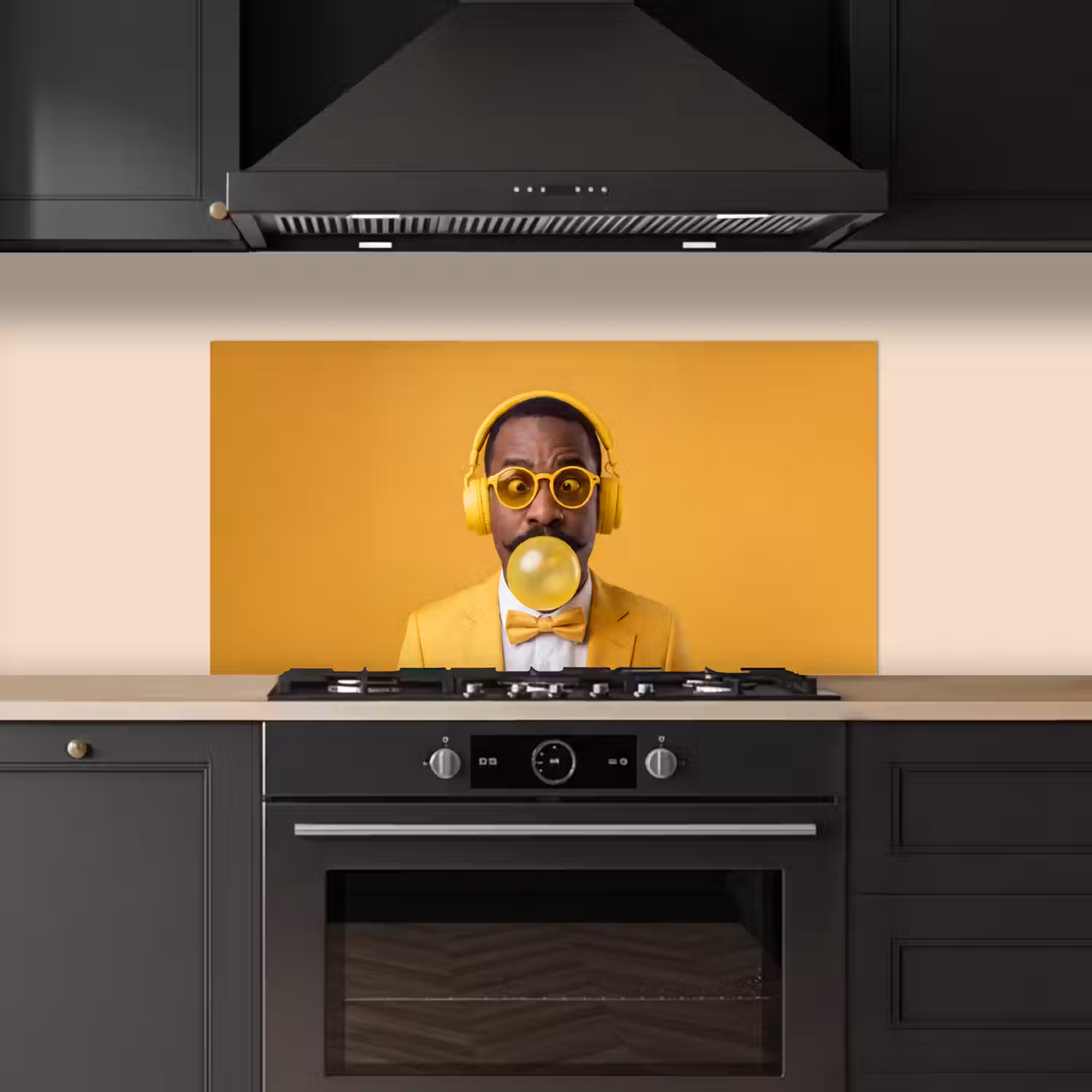 Man - Bubblegum - Portret - Geel - Modern keuken achterwand spatscherm middel -sfeer1