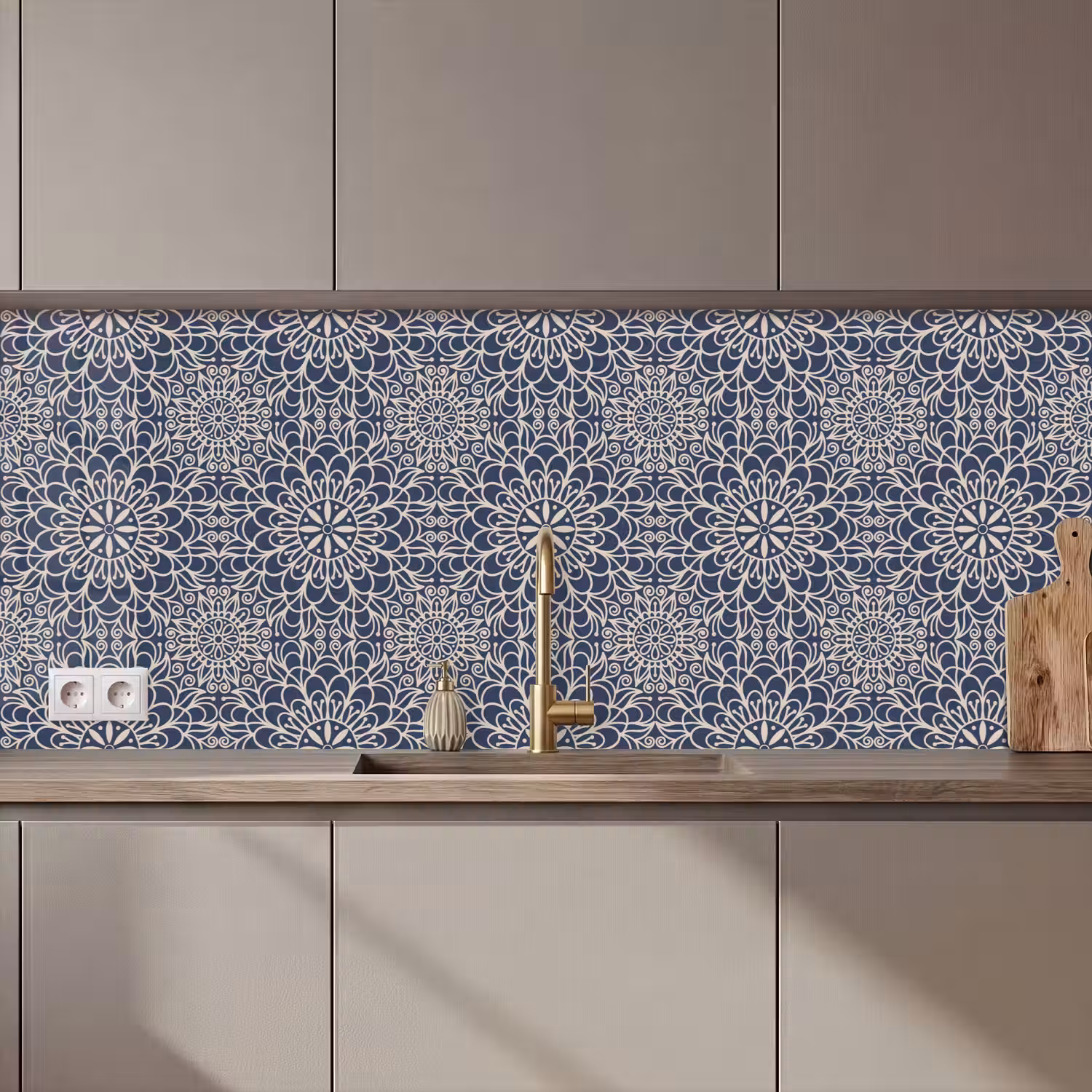 Mandala - Blauw - Patronen keuken achterwand 2 middel 871 zz_3dshopping