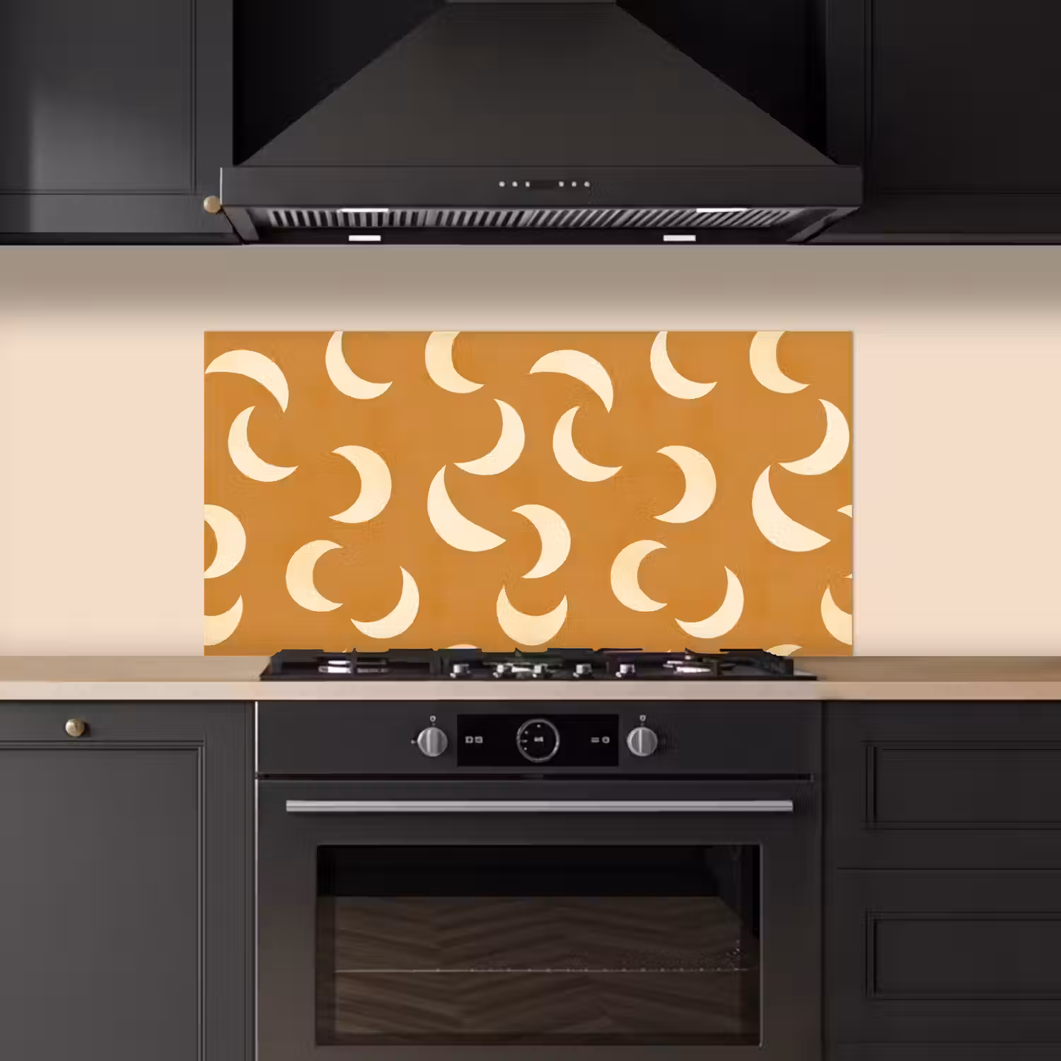Manen - Patroon - Oker keuken achterwand spatscherm middel 899 -sfeer1