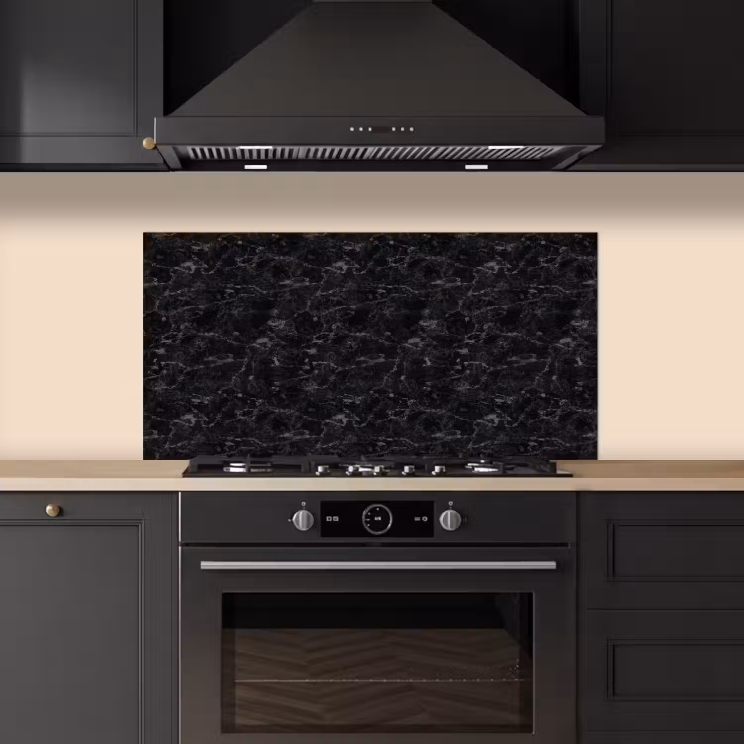 Marmer - Aders - Zwart keuken achterwand spatscherm middel 899 -sfeer1