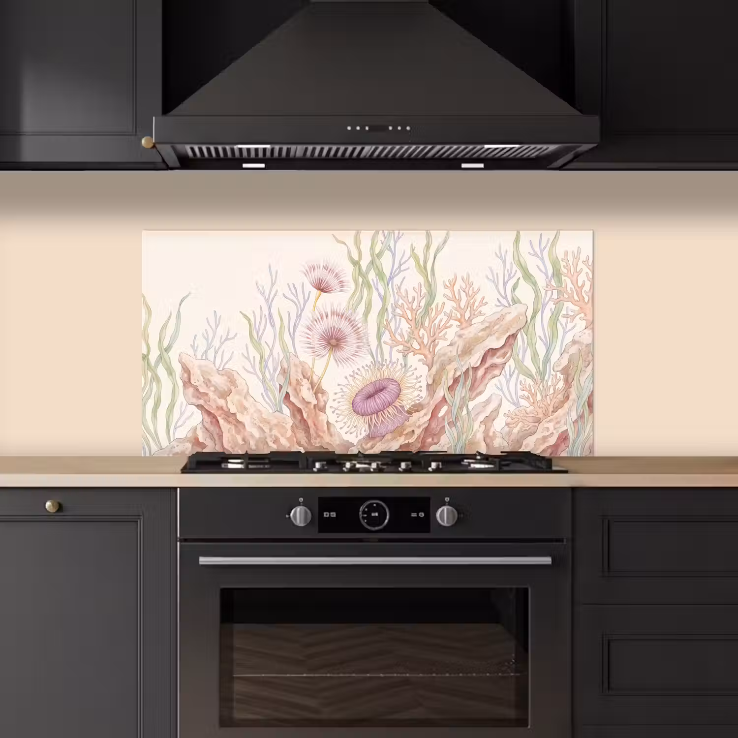 Zeeleven - Koraal - Onderwater - Illustratie - Kleurrijk keuken achterwand spatscherm middel -sfeer1