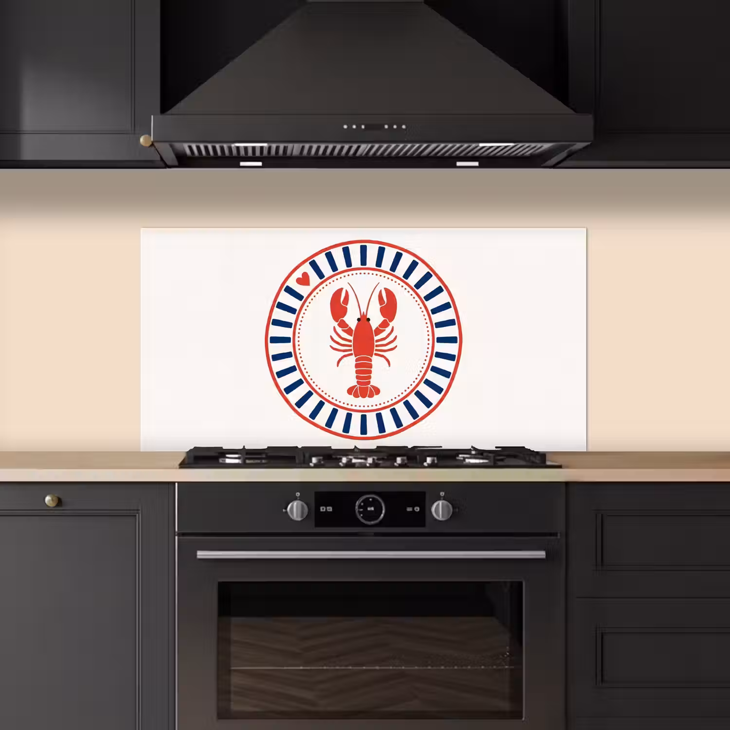 Zeeleven - Kreeft - Embleem - Grafisch - Rood keuken achterwand spatscherm middel -sfeer1