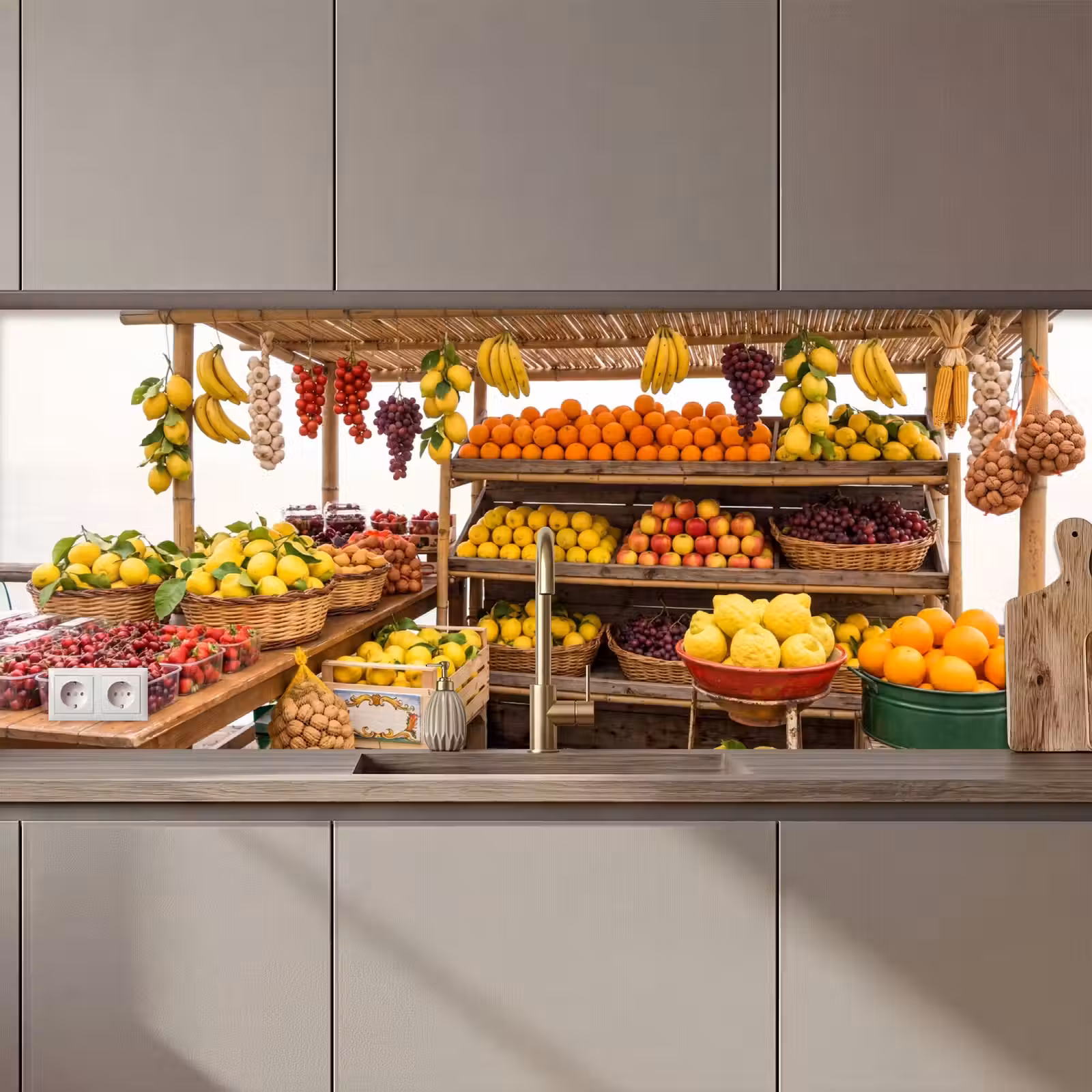 Kitchen Wall Splashback - Market Stall - Fruit - Fresh - Marktkraam - Fruit - Vers keuken achterwand 2 middel zz_3dshopping