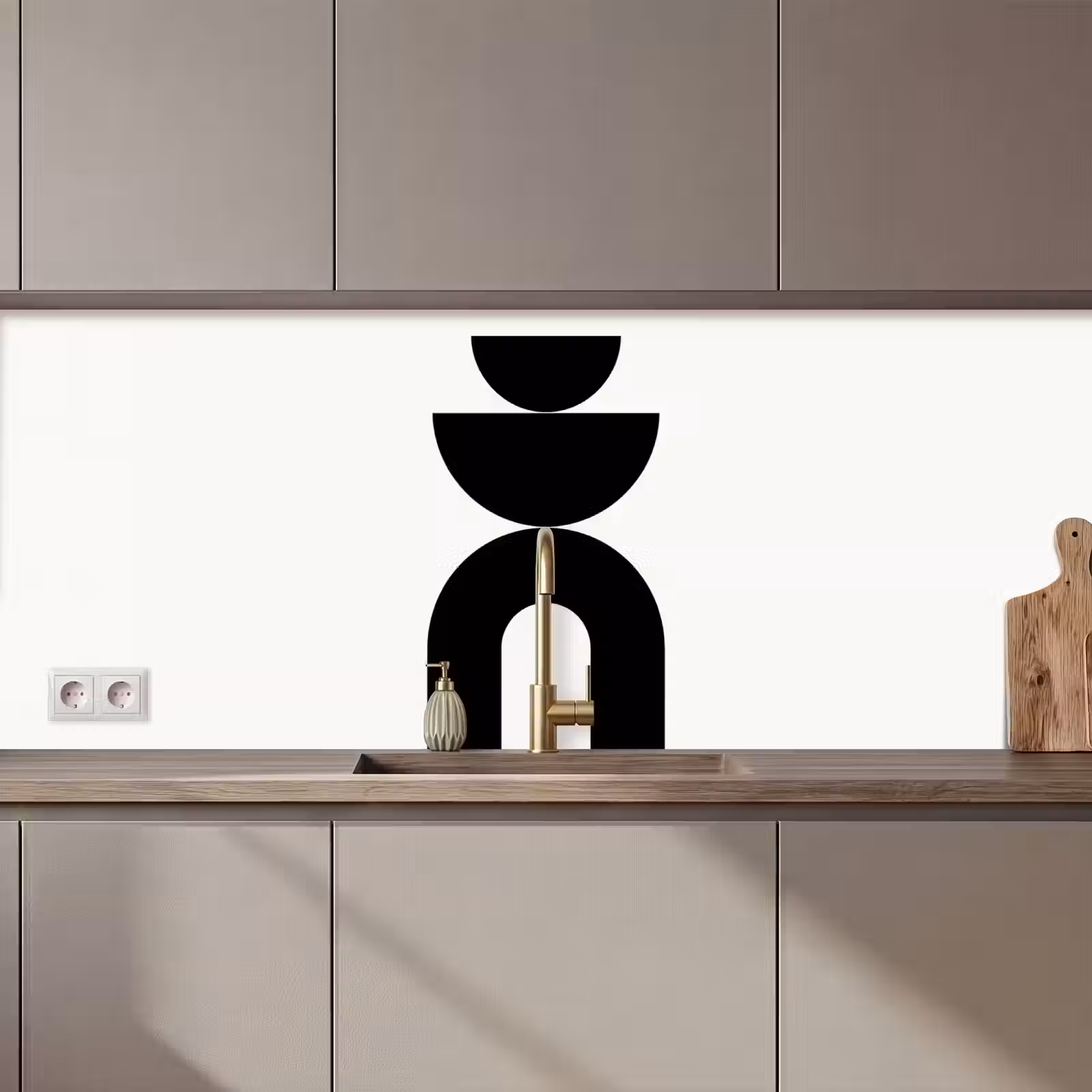 Kitchen Wall Splashback - Minimalist - Art - White - Minimalistisch - Kunst - Wit keuken achterwand 2 middel zz_3dshopping