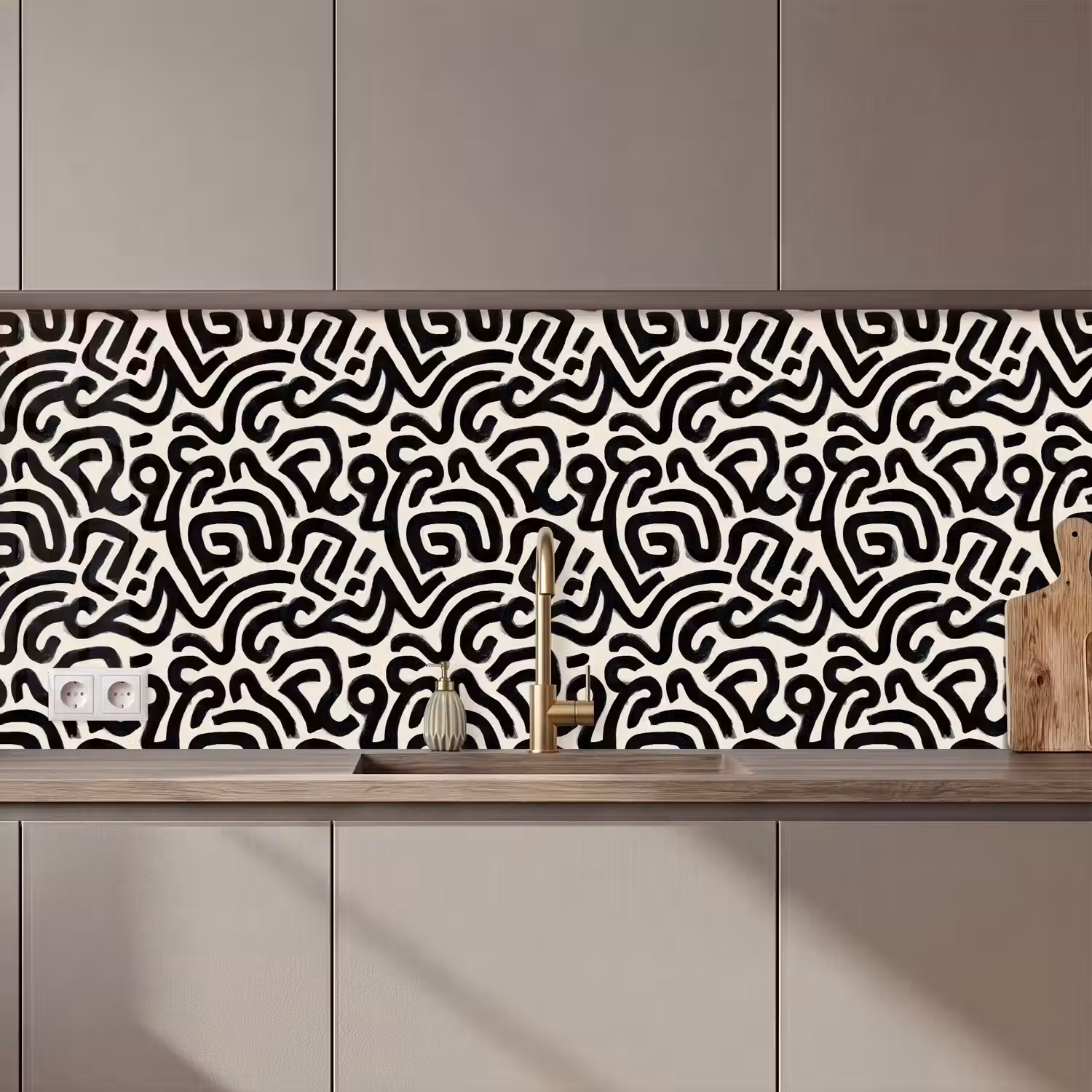 Modern - Abstract - Zwart keuken achterwand 2 middel 871 zz_3dshopping