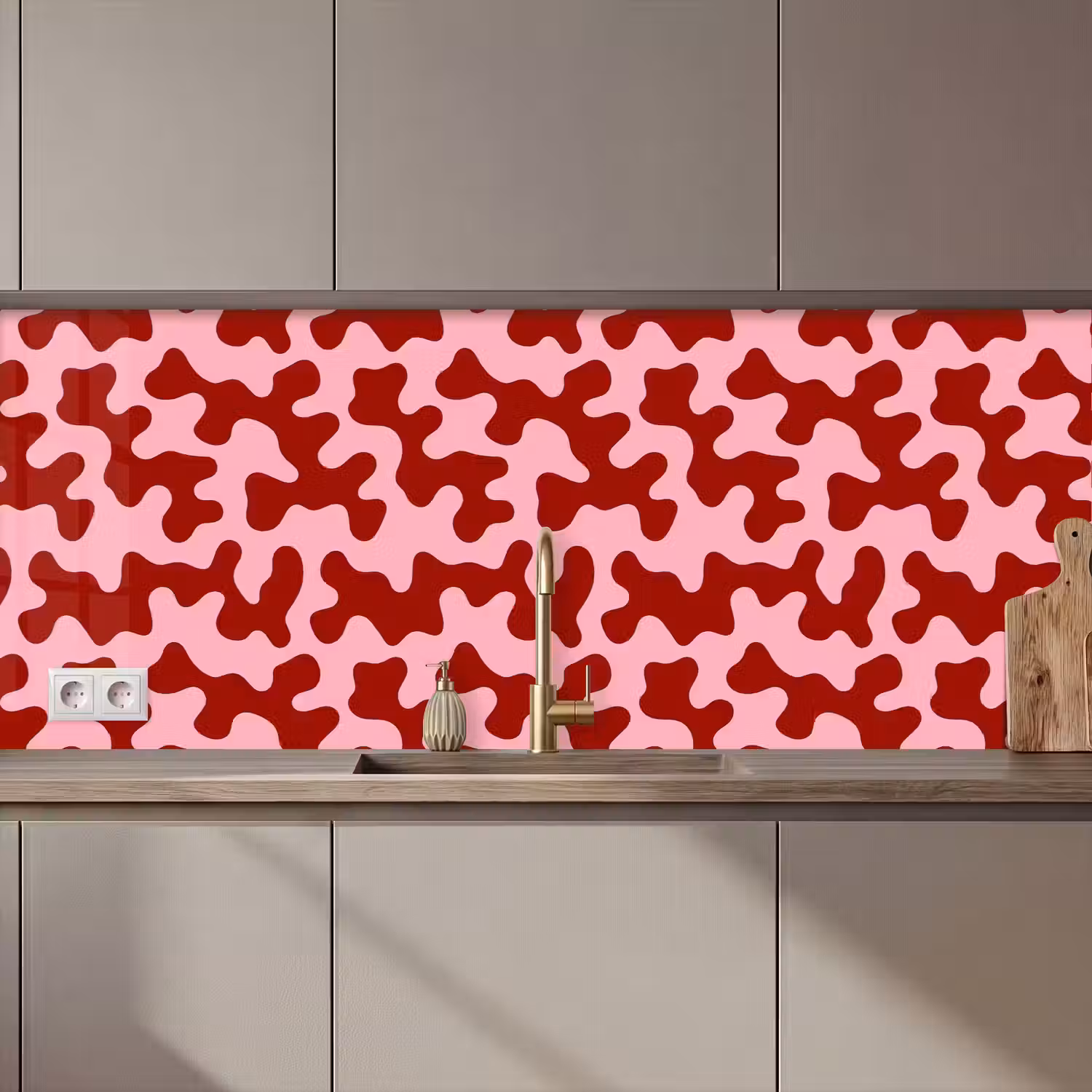 Modern - Abstract - Rood keuken achterwand 2 middel 871 zz_3dshopping
