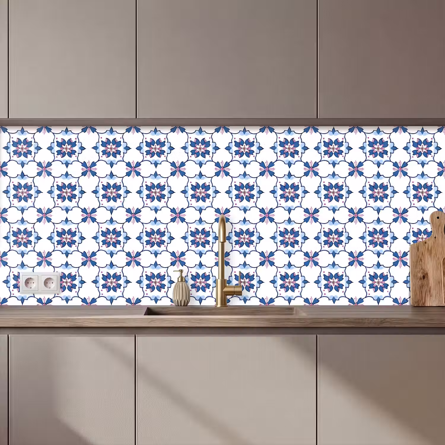 Modern - Patroon - Blauw - Roze keuken achterwand 2 middel 871 zz_3dshopping
