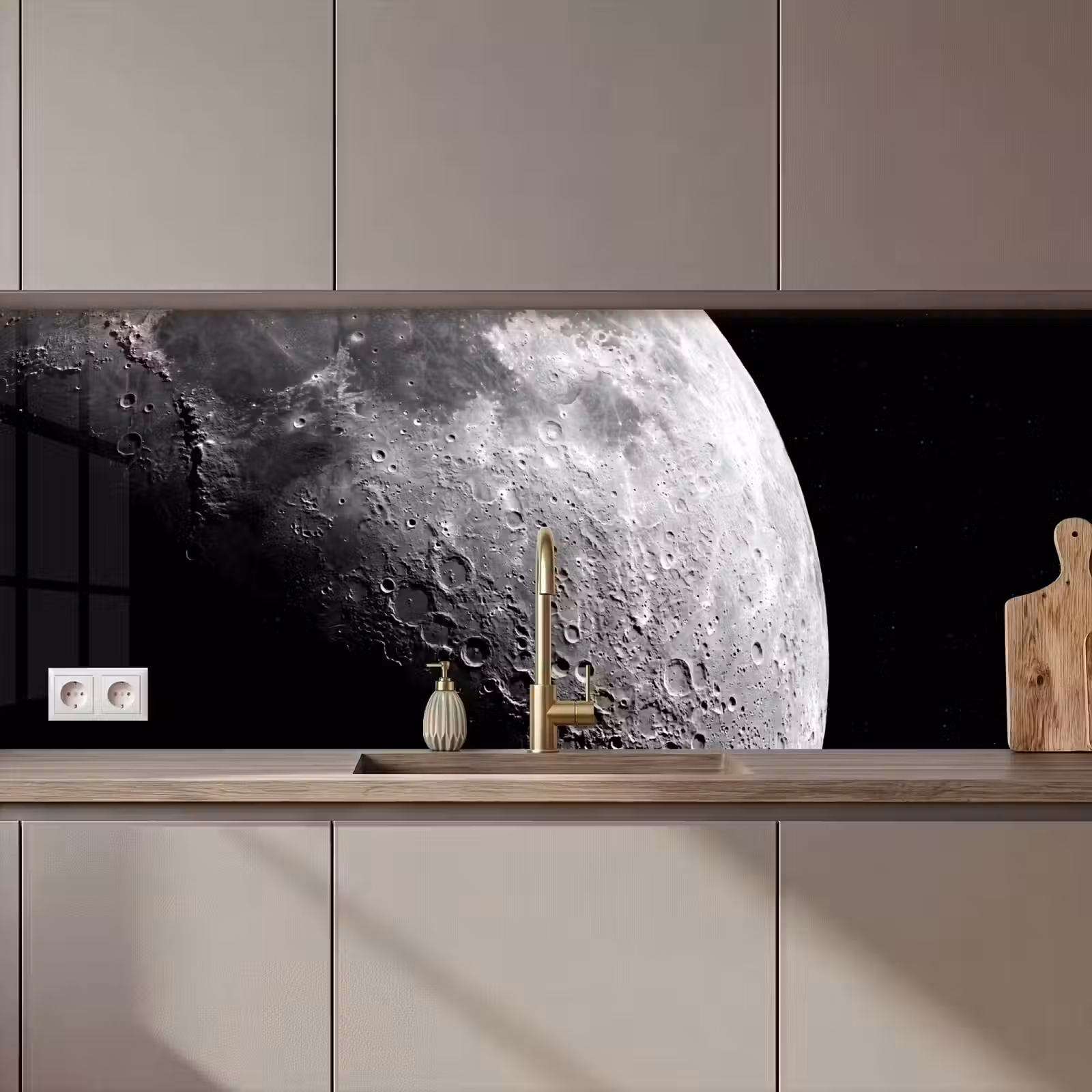 Kitchen Wall Splashback - Moon - Craters - Space - Maan - Kraters - Ruimte keuken achterwand 2 middel zz_3dshopping