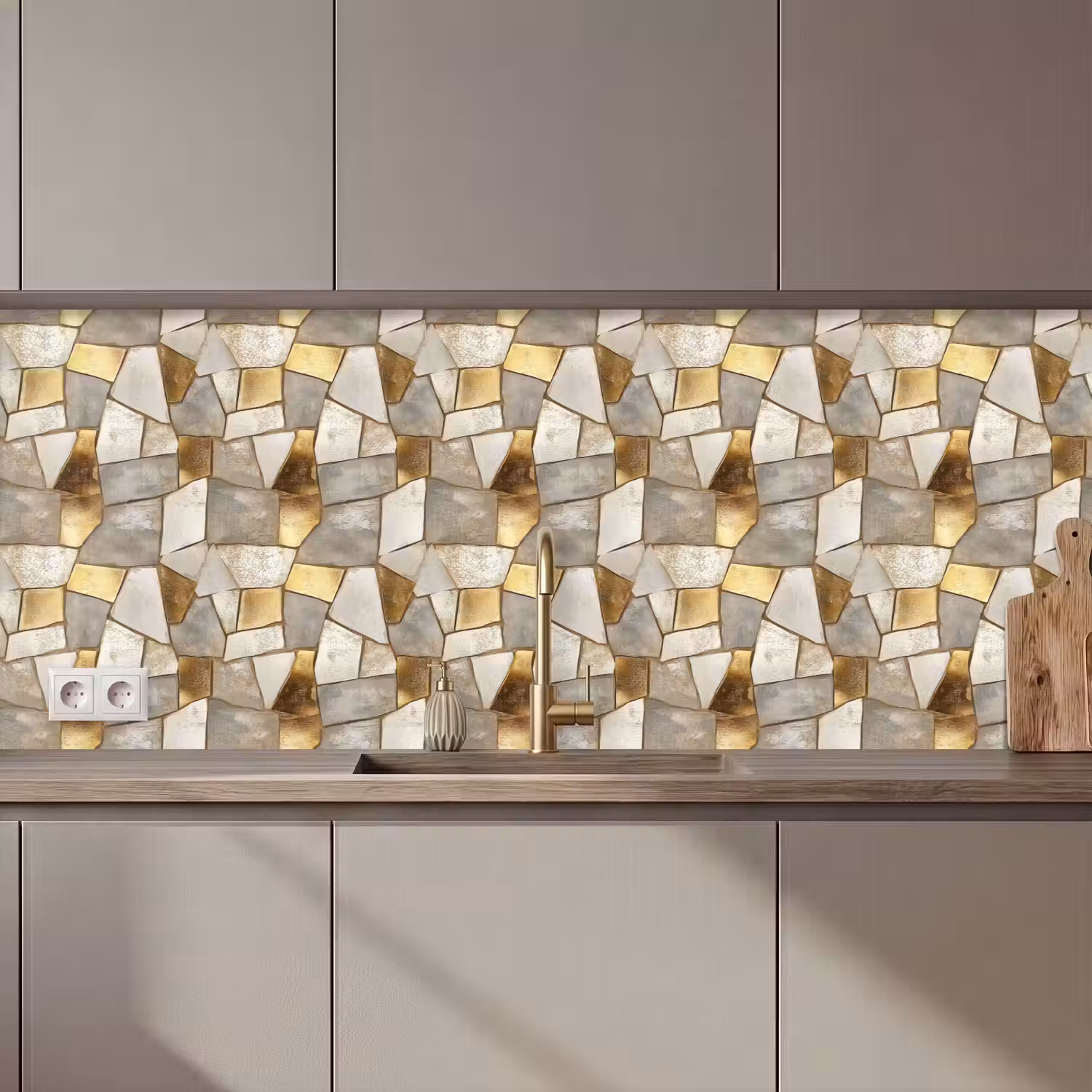 Mozaïek - Marmer - Goud keuken achterwand 2 middel 871 zz_3dshopping