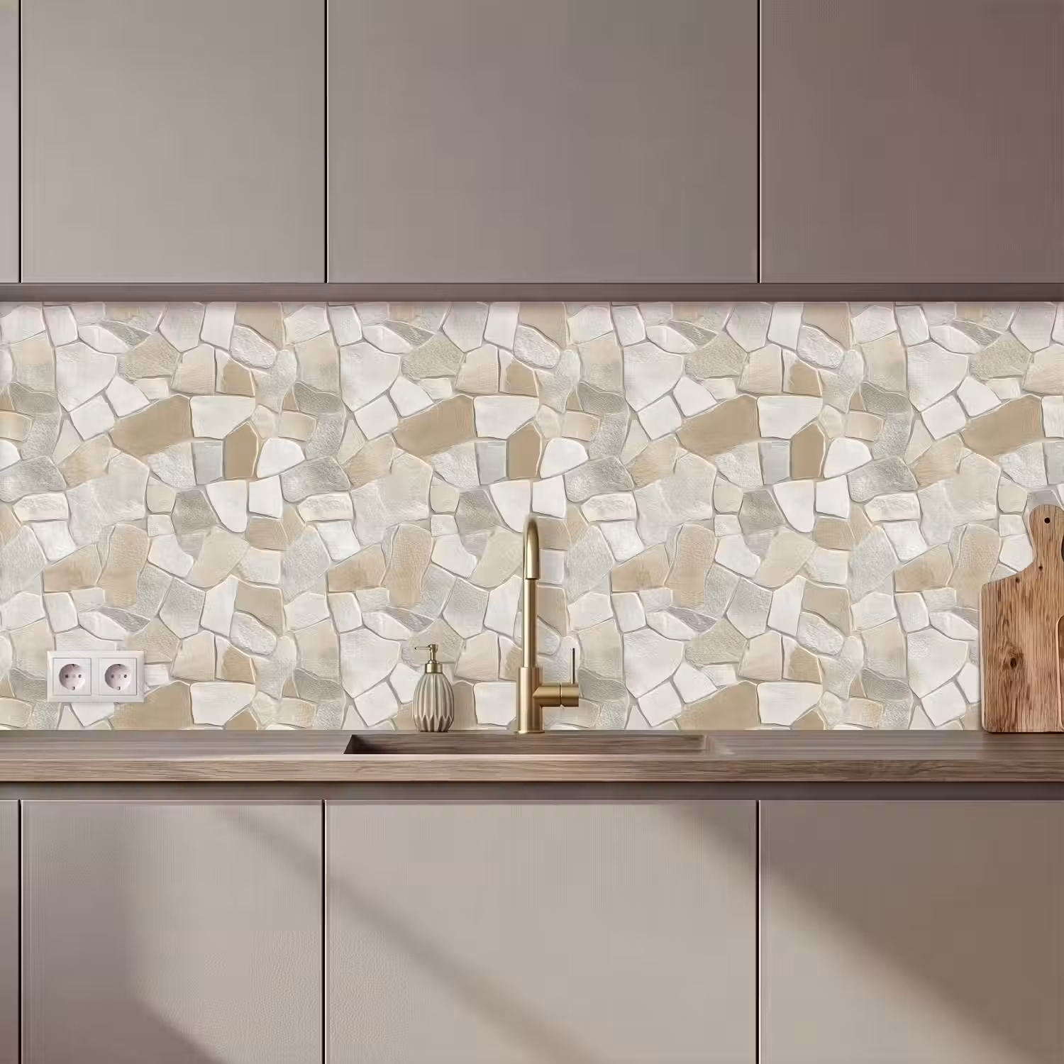 Mozaïek - Stenen - Beige keuken achterwand 2 middel 871 zz_3dshopping