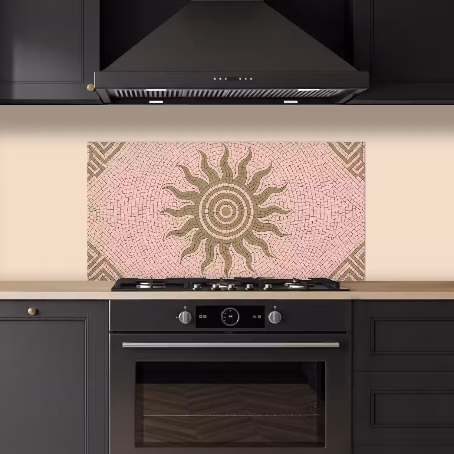Mozaïek - Zon - Patroon - Klassiek - Roze keuken achterwand spatscherm middel -sfeer1