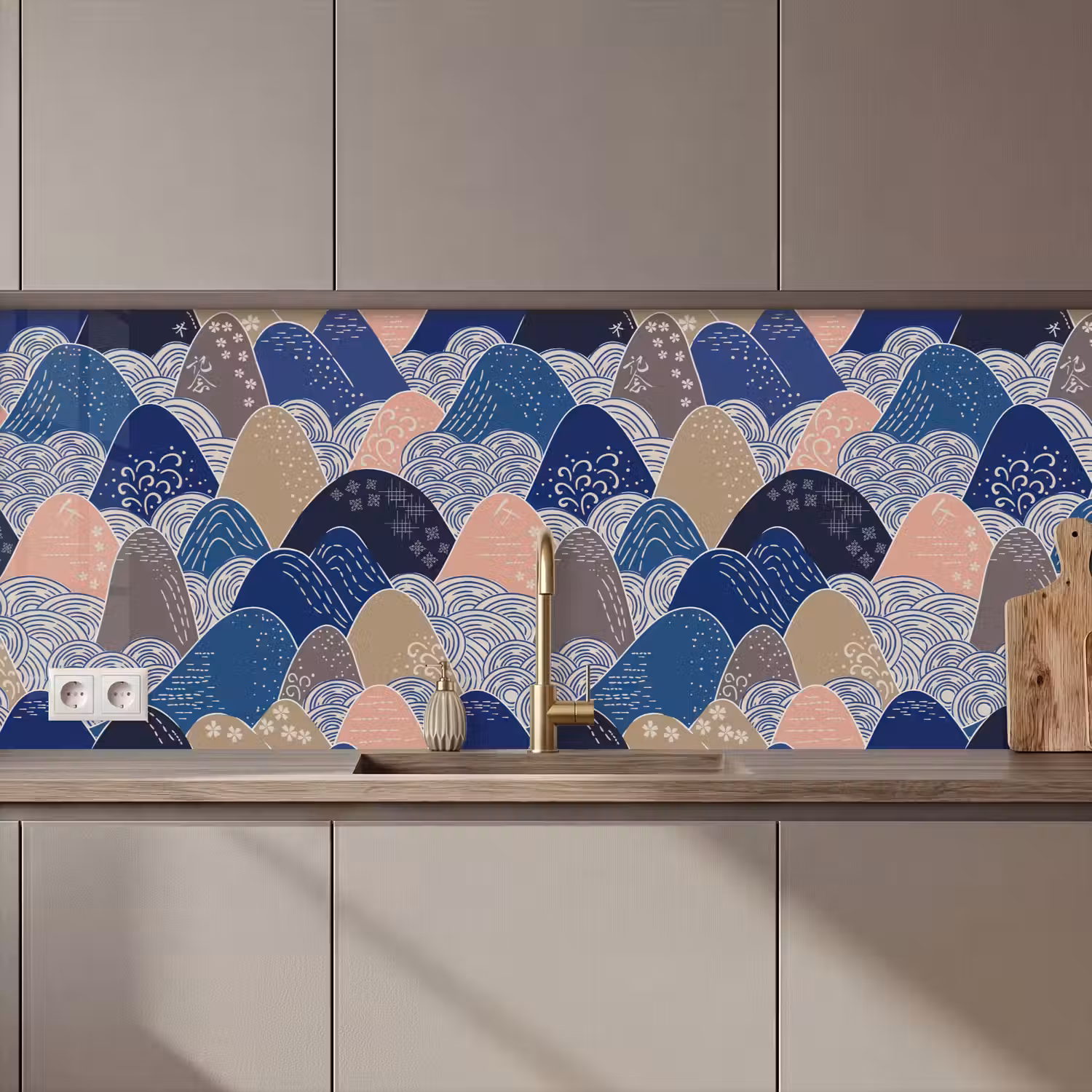 Berg - Pastel - Japans - Patronen keuken achterwand 2 middel 871 zz_3dshopping