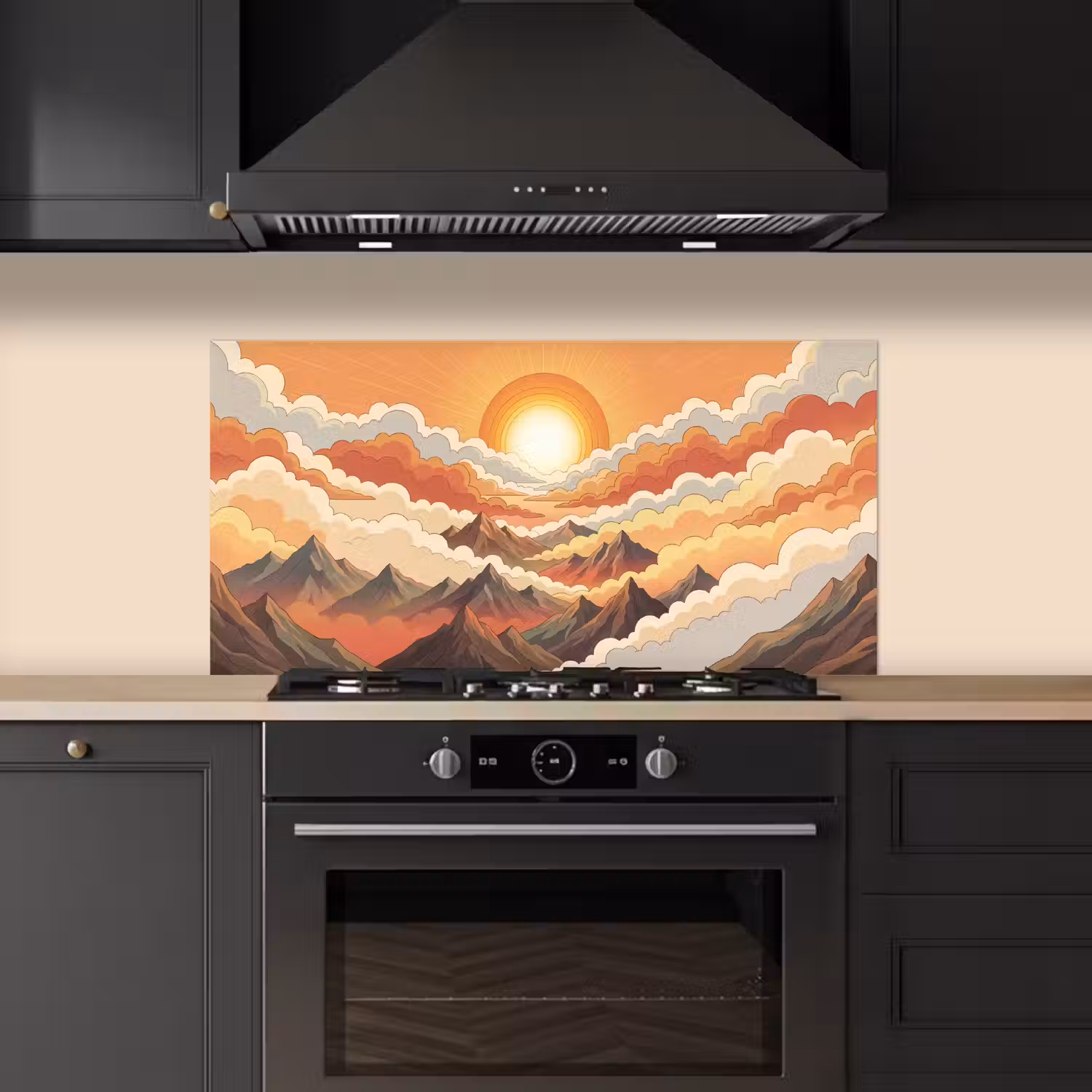 Bergen - Wolken - Natuur - Zonsopgang - Oranje keuken achterwand spatscherm middel -sfeer1