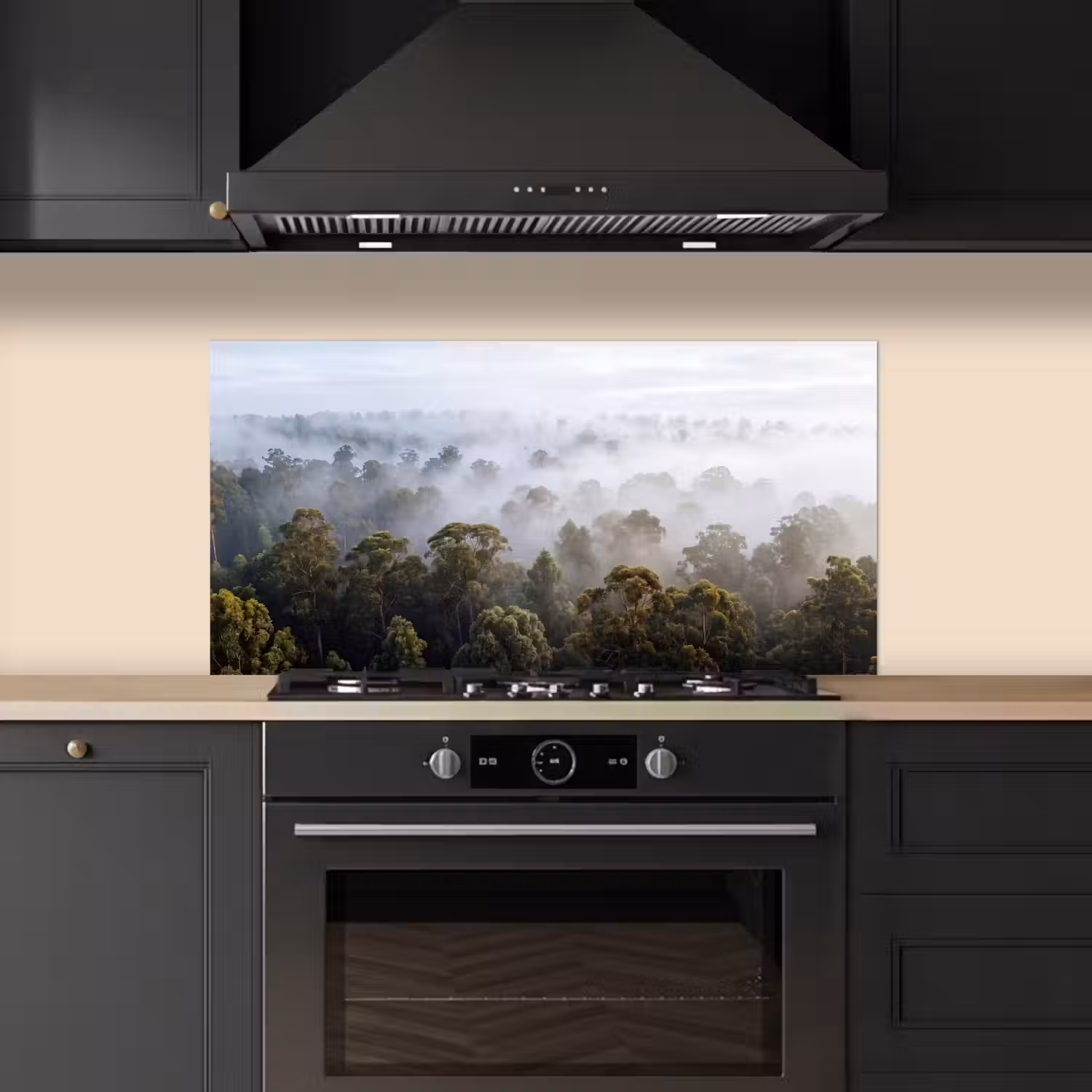 Natuur - Mist - Bos - Ochtend - Goud keuken achterwand spatscherm middel -sfeer1