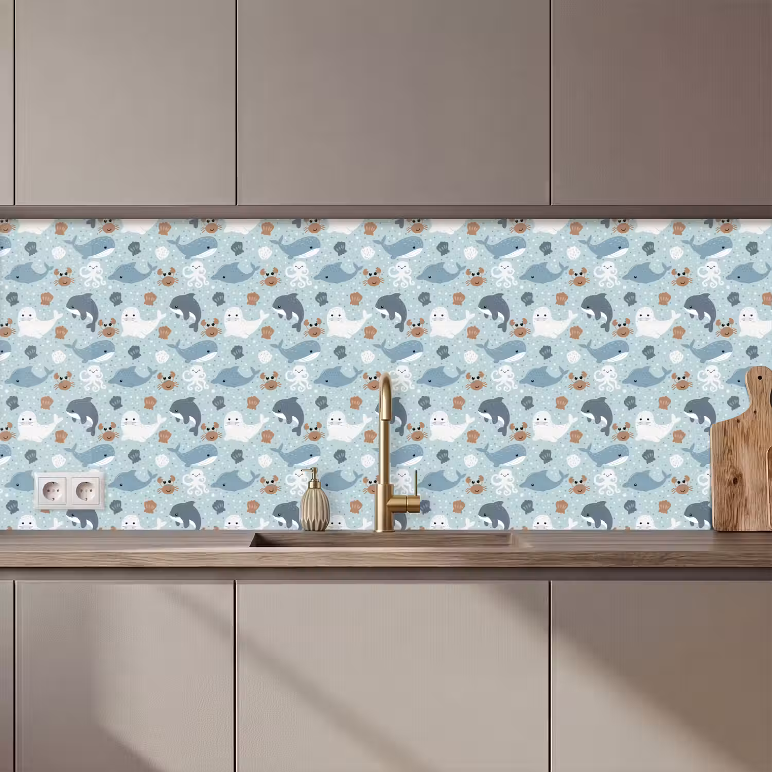 Oceaan - Walvis - Zeehond - Krab keuken achterwand 2 middel 871 zz_3dshopping